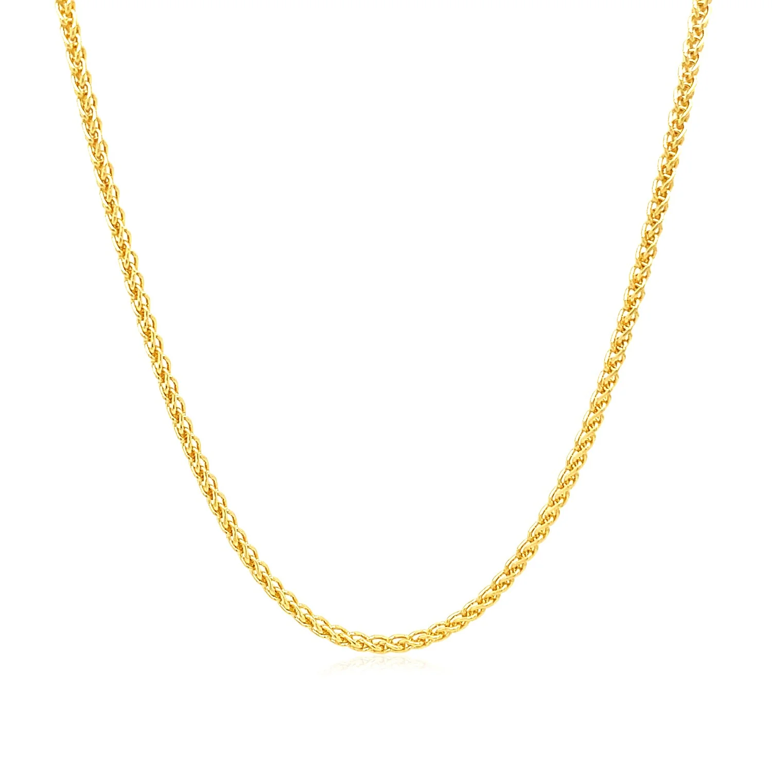 14k Yellow Gold Round Wheat Chain 1.5mm - Image 7
