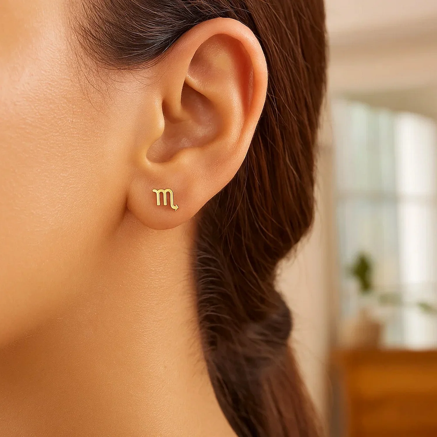 14k Yellow Gold Scorpio Stud Earrings - Image 4