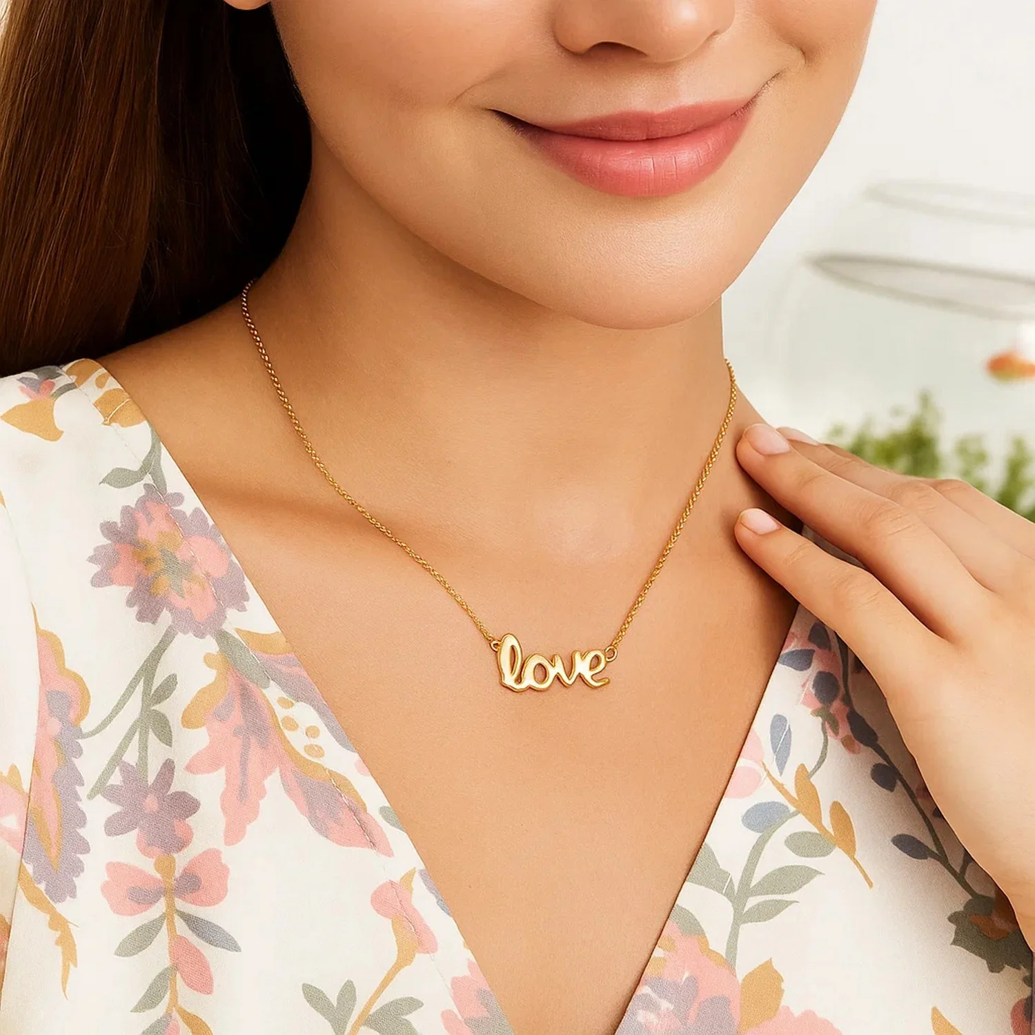 14k Yellow Gold Script LOVE Necklace - Image 27