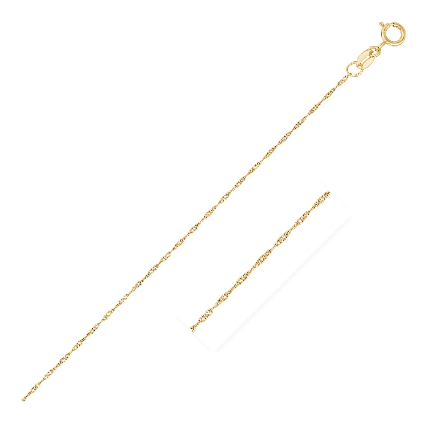 14k Yellow Gold Singapore Chain 0.6mm - Image 2