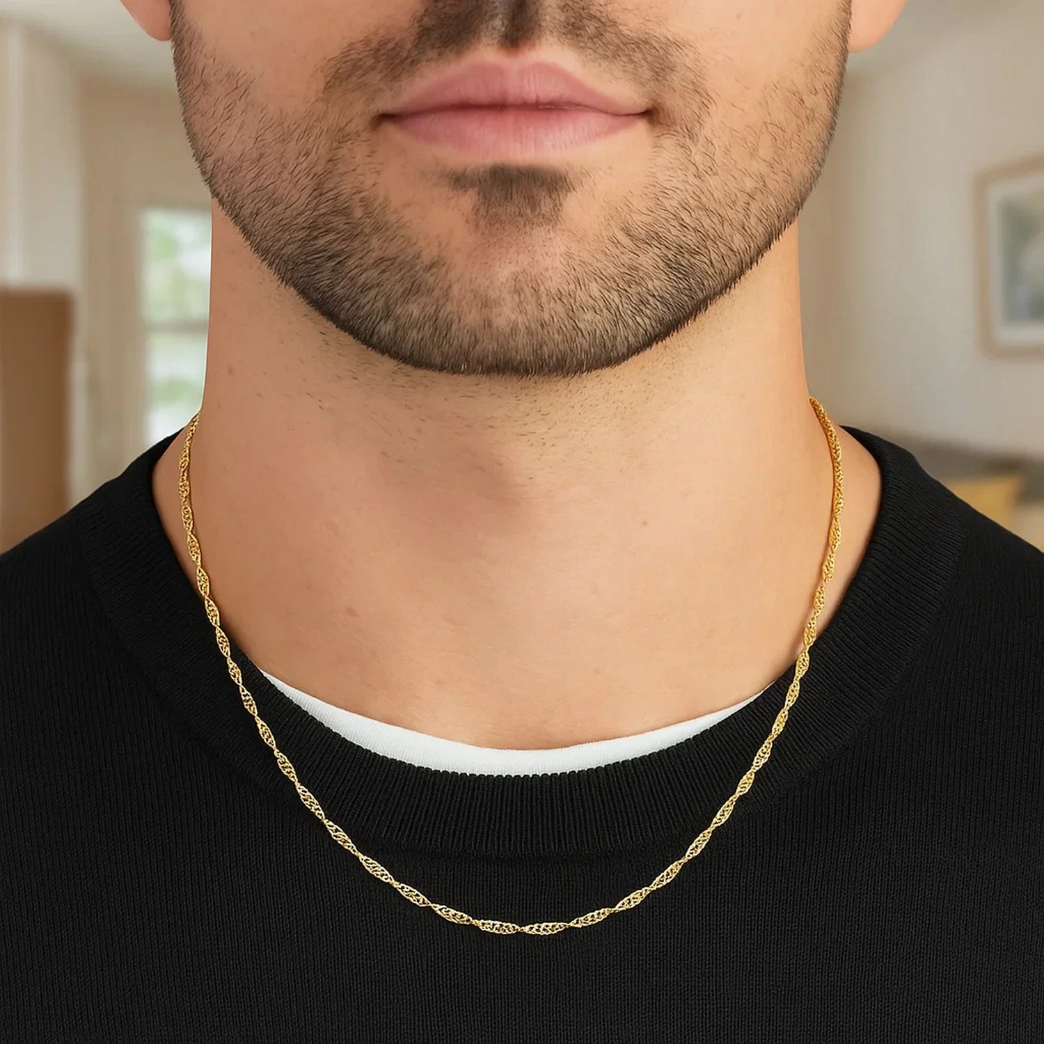 14k Yellow Gold Singapore Chain 1.7mm - Image 29