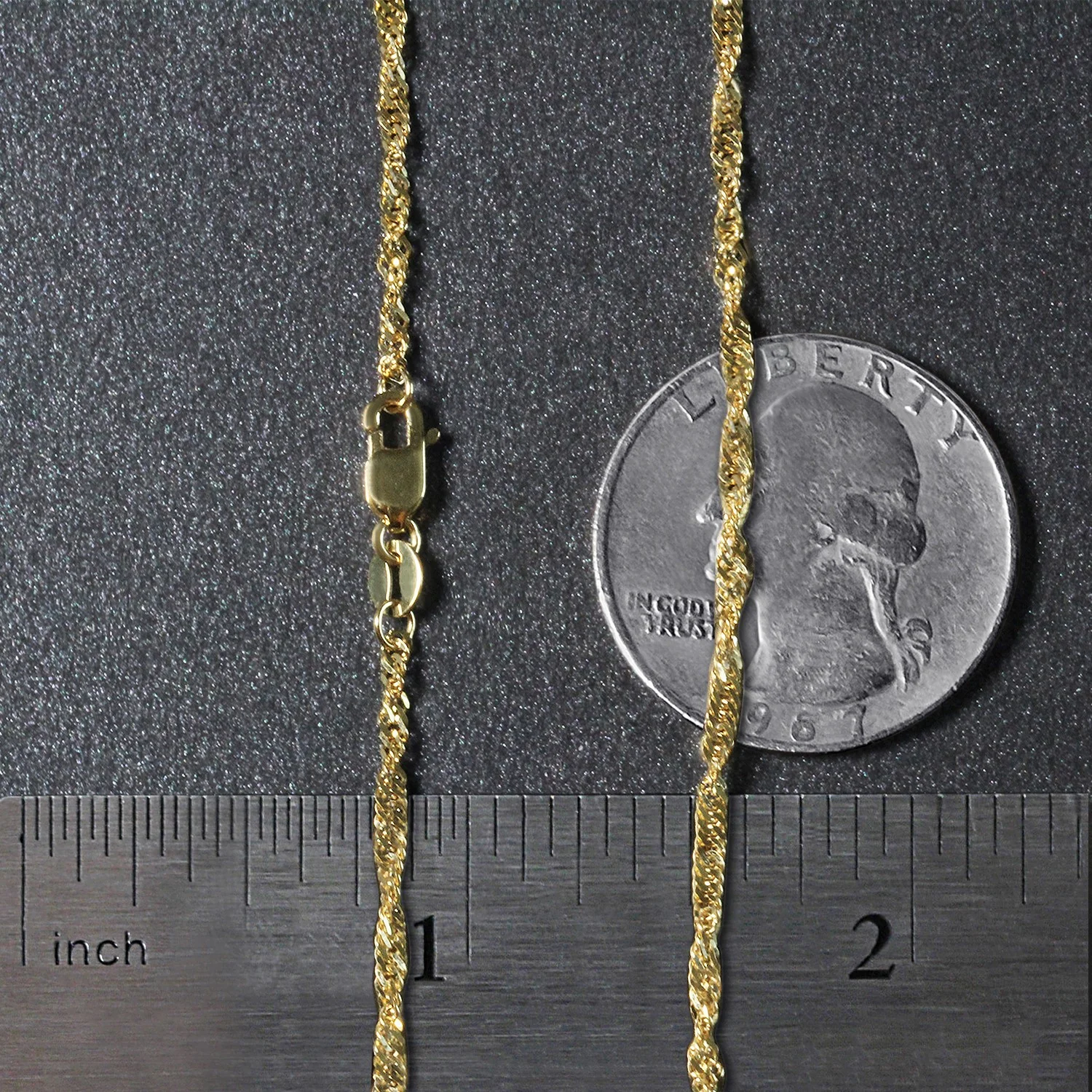 14k Yellow Gold Singapore Chain 1.7mm - Image 31