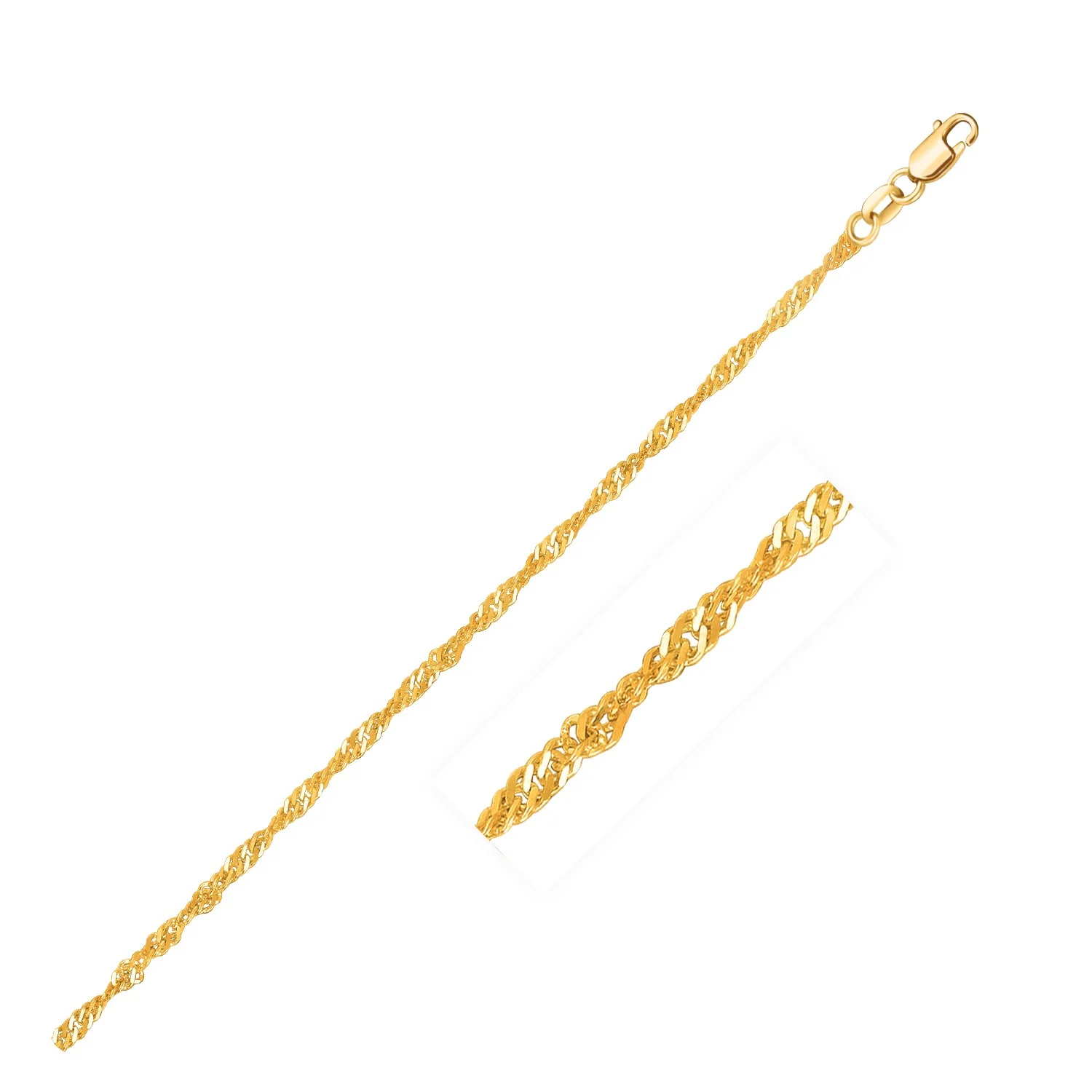 14k Yellow Gold Singapore Chain 1.7mm - Image 4