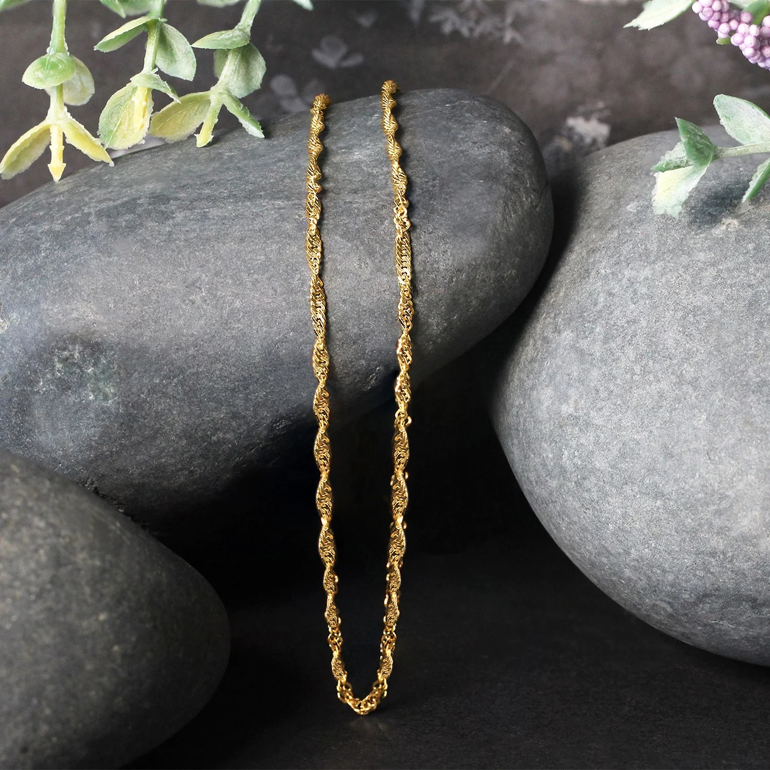 14k Yellow Gold Singapore Chain 1.7mm - Image 9