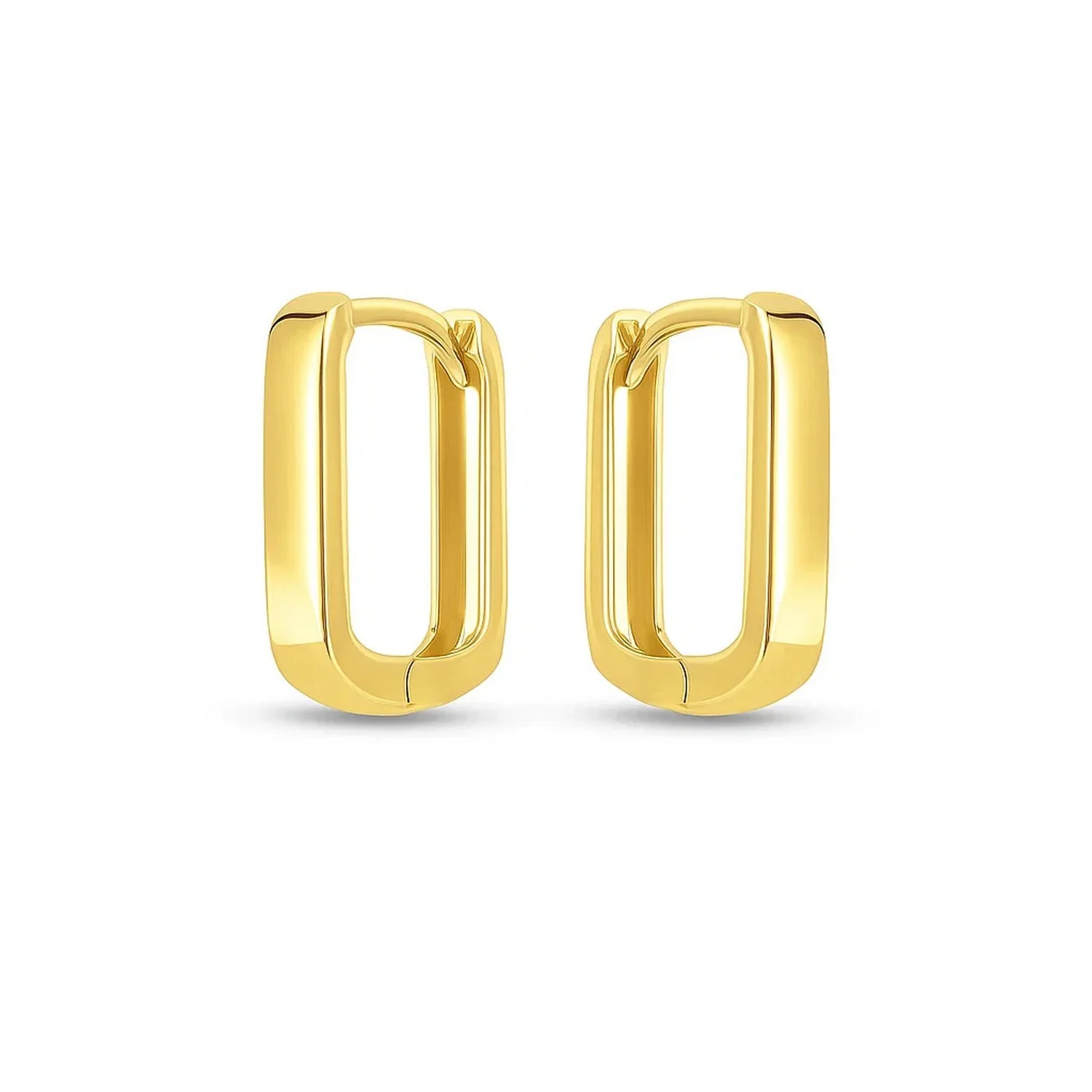 14k Yellow Gold Small Square Huggie Hoops - Image 2