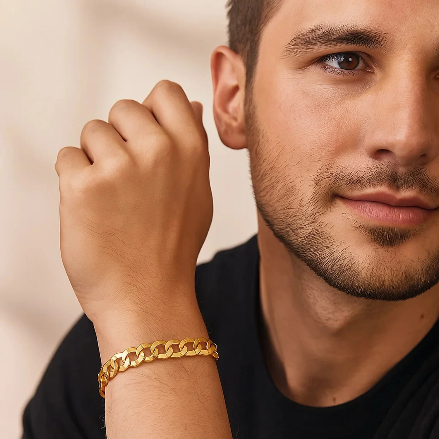 14k Yellow Gold Solid Curb Bracelet 10.0mm - Image 4