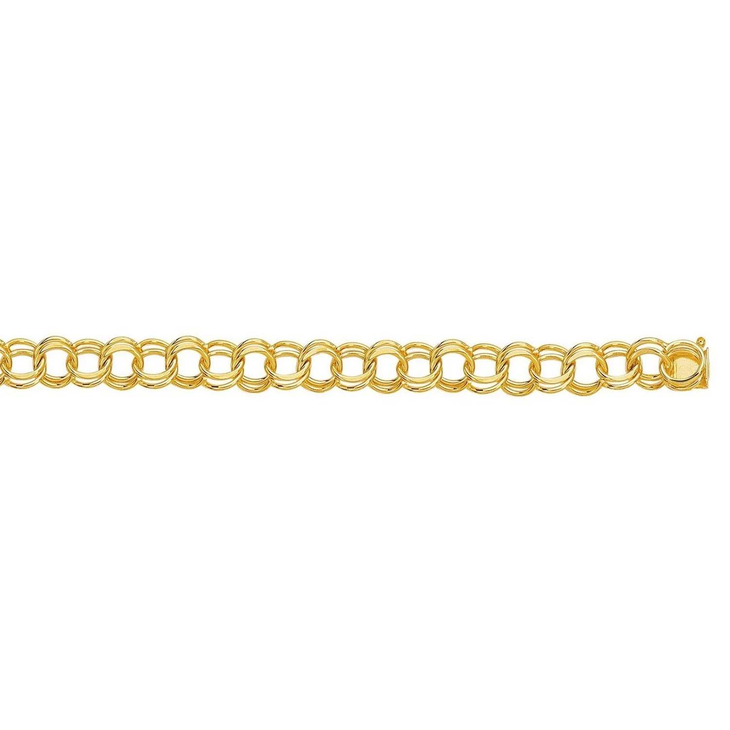 14k Yellow Gold Solid Double Link Charm Bracelet 10.0mm - Image 2