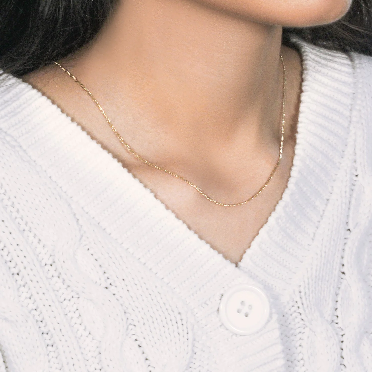 14k Yellow Gold Solid Figaro Chain 1.3mm - Image 7
