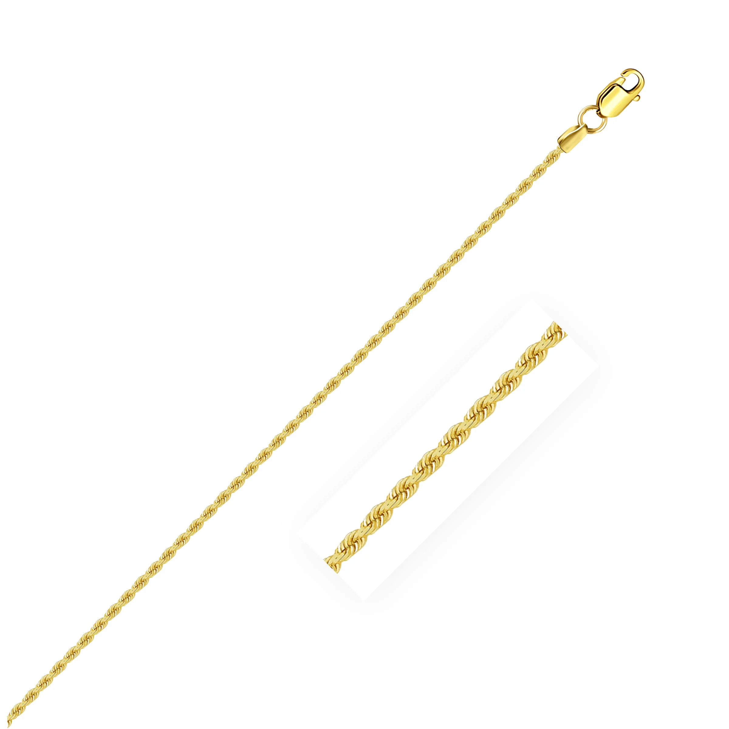 14k Yellow Gold Solid Rope Chain 1.25mm - Image 4