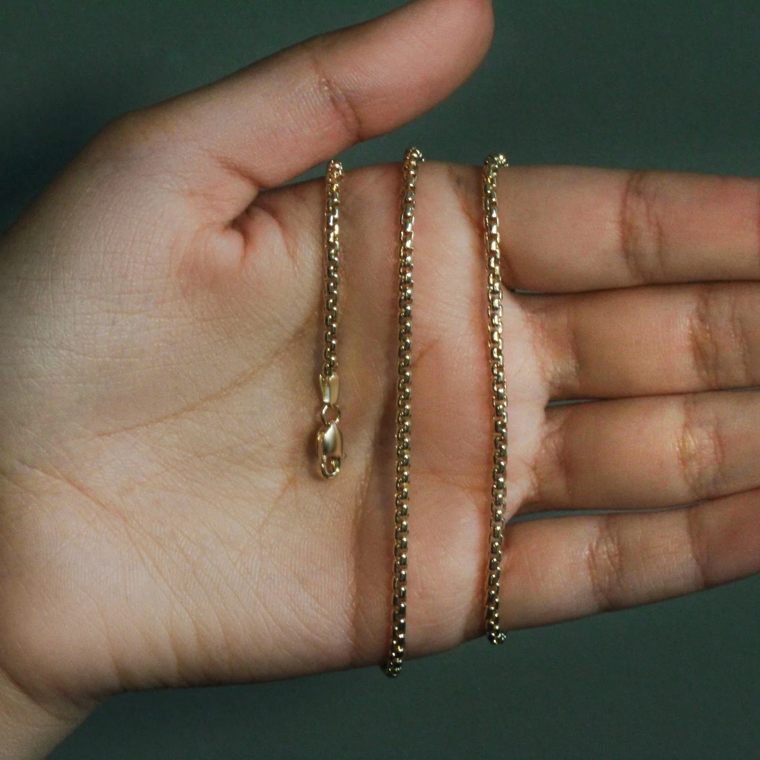 14k Yellow Gold Solid Round Box Chain 2.5 mm - Image 29