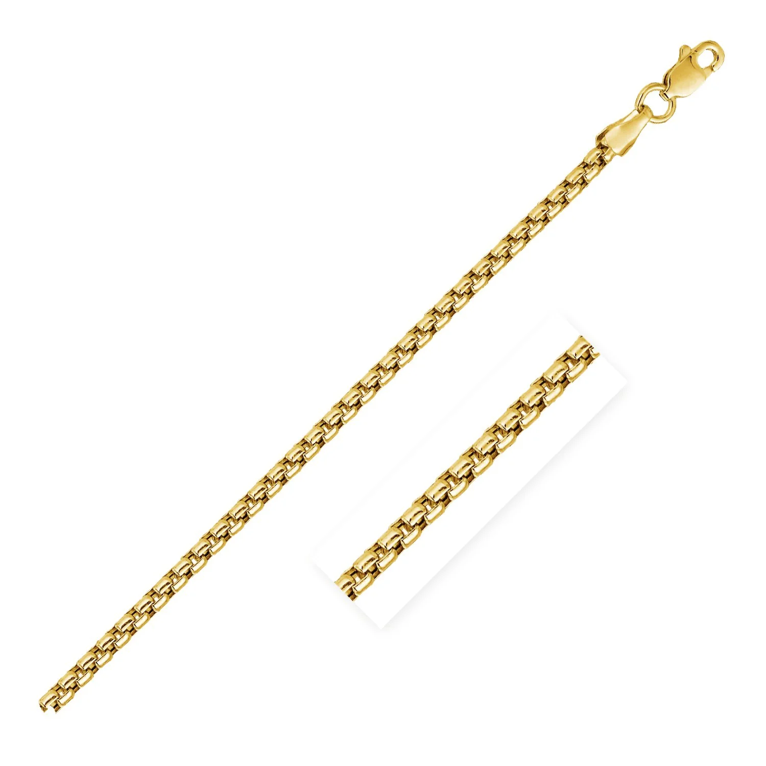 14k Yellow Gold Solid Round Box Chain 2.5 mm - Image 3