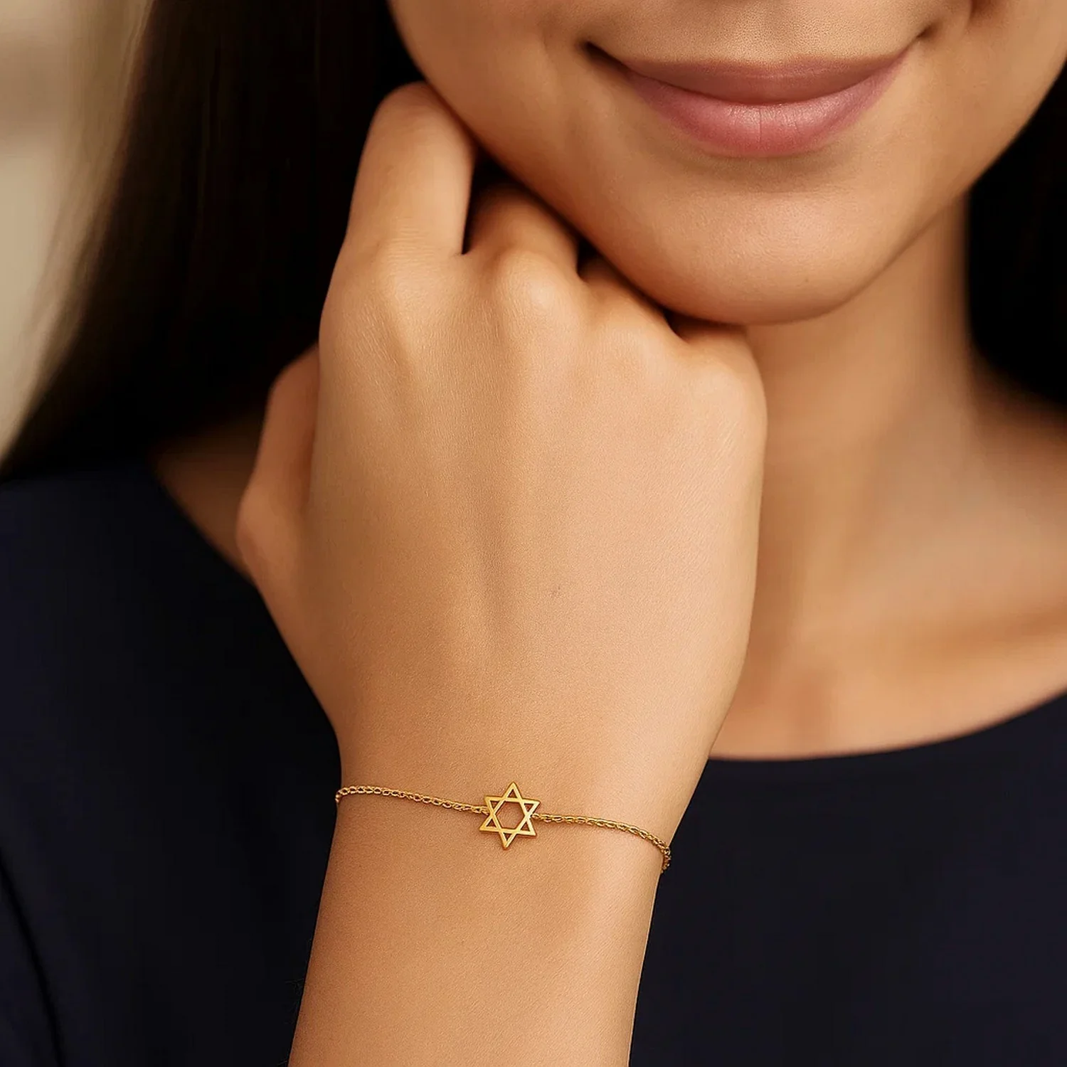 14k Yellow Gold Star of David Bracelet - Image 4