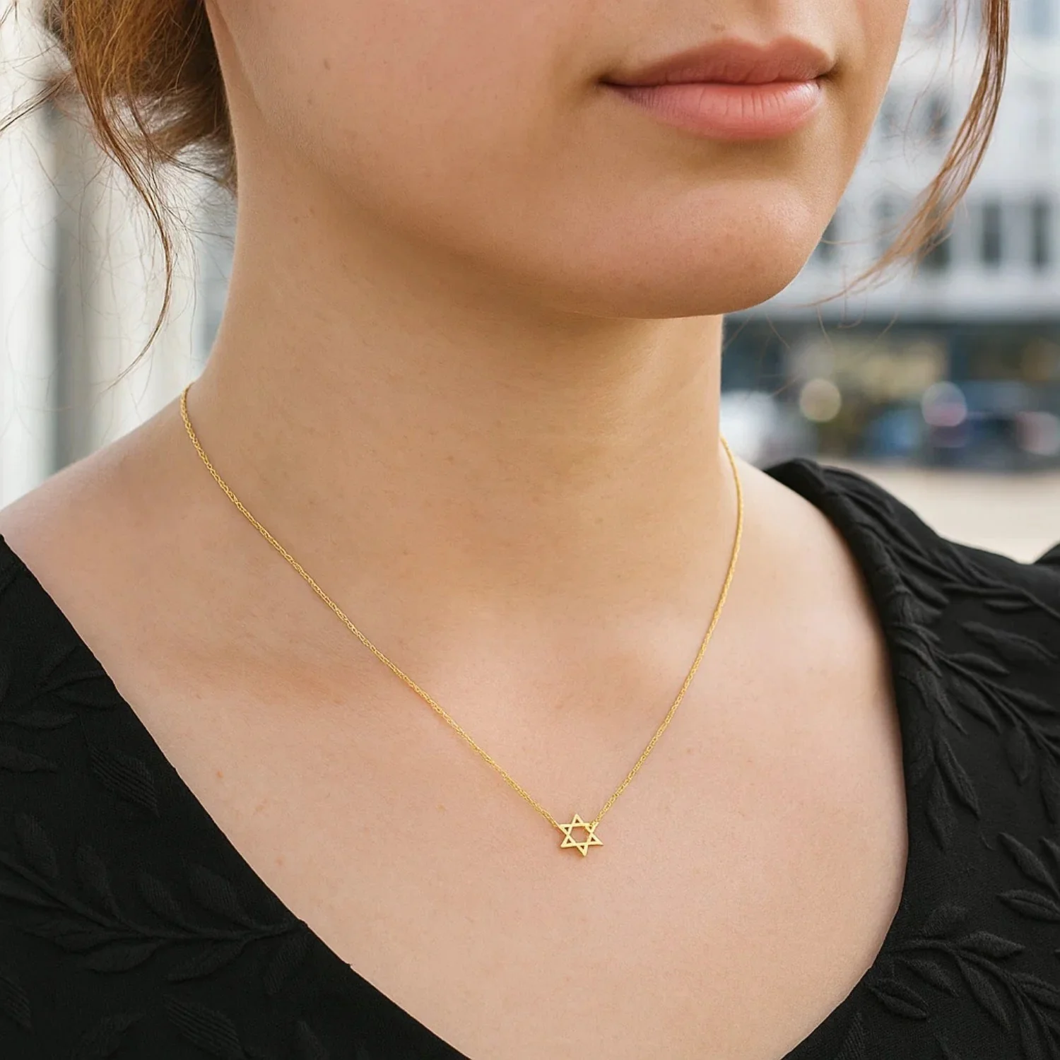 14k Yellow Gold Star of David Necklace - Image 13