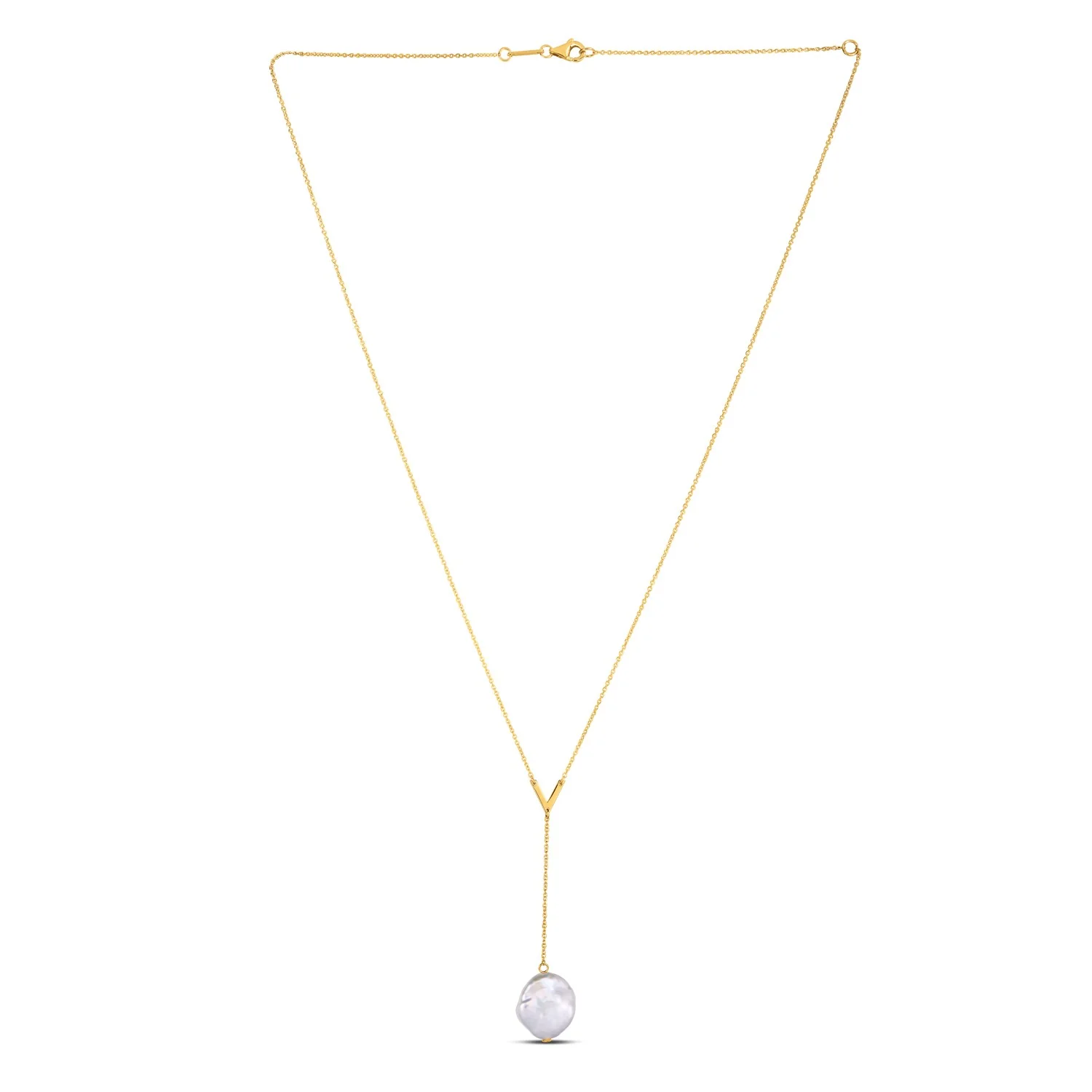 14k Yellow Gold Tesoro Pearl Lariat Necklace