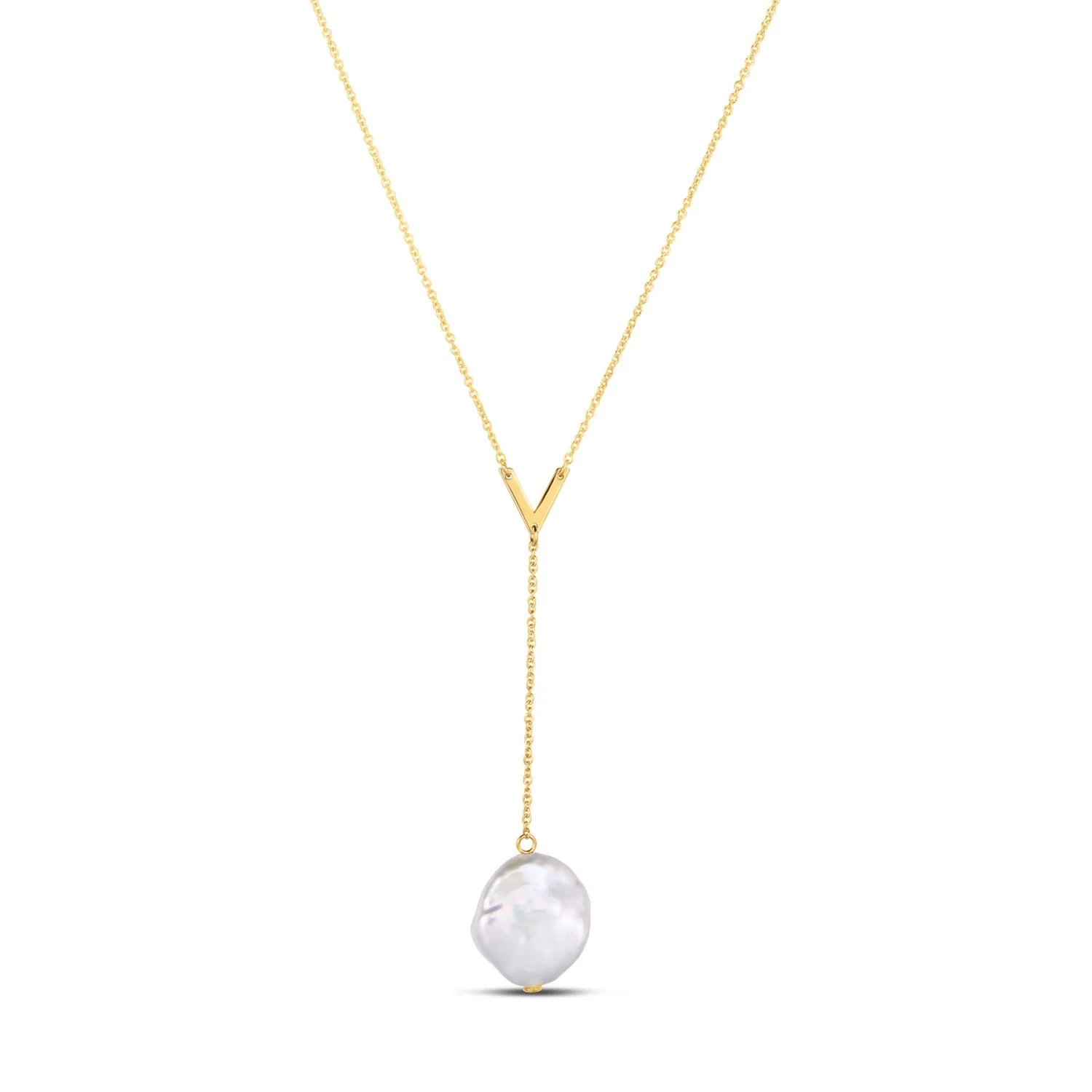 14k Yellow Gold Tesoro Pearl Lariat Necklace - Image 2