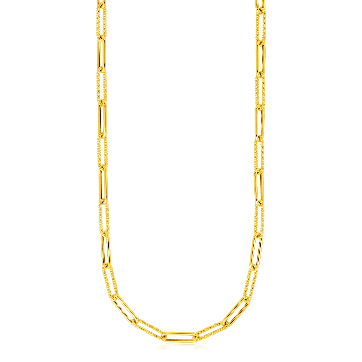 14k Yellow Gold Textured Paperclip Chain (3.5mm) - Image 7