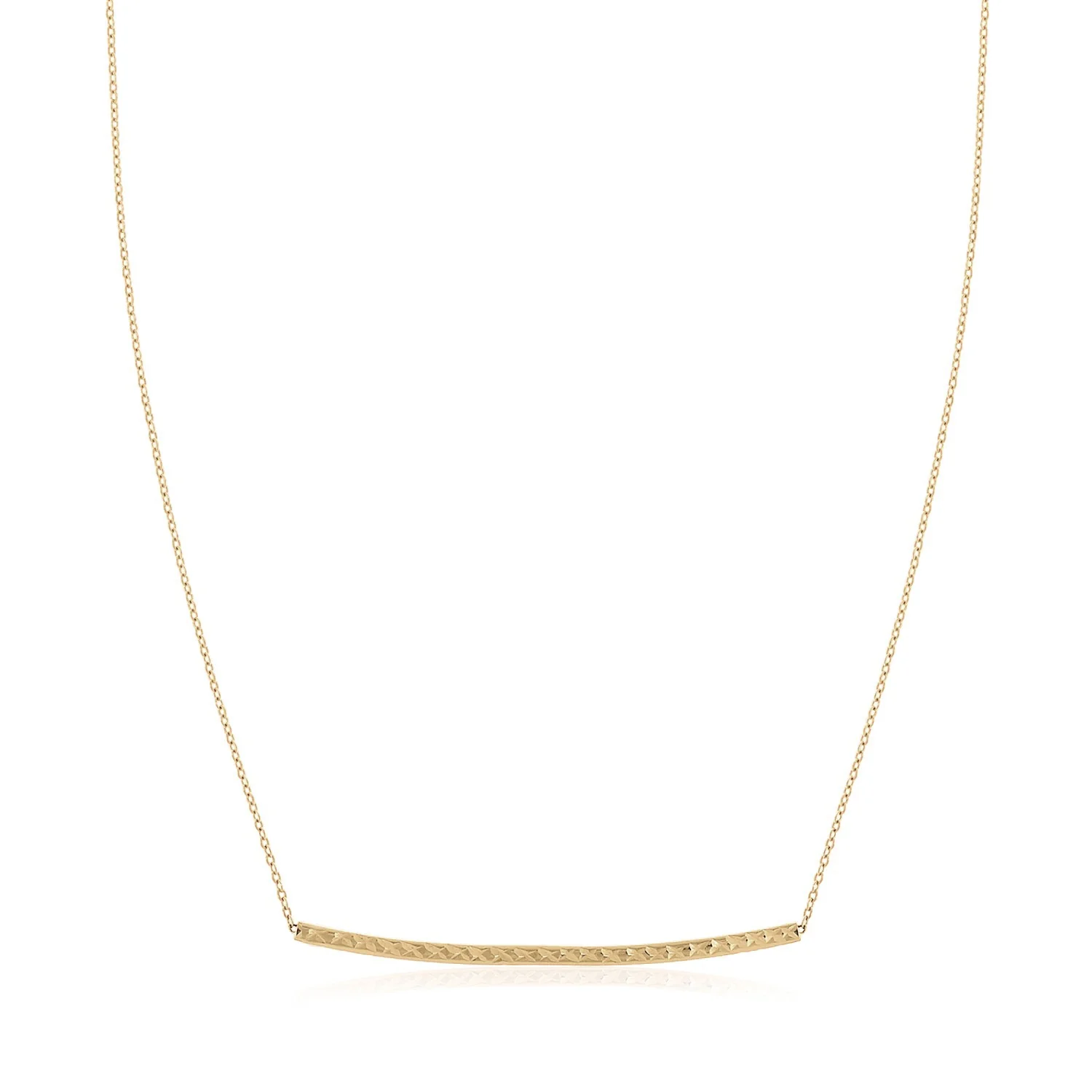14k Yellow Gold Thin Textured Bar Necklace - Image 12