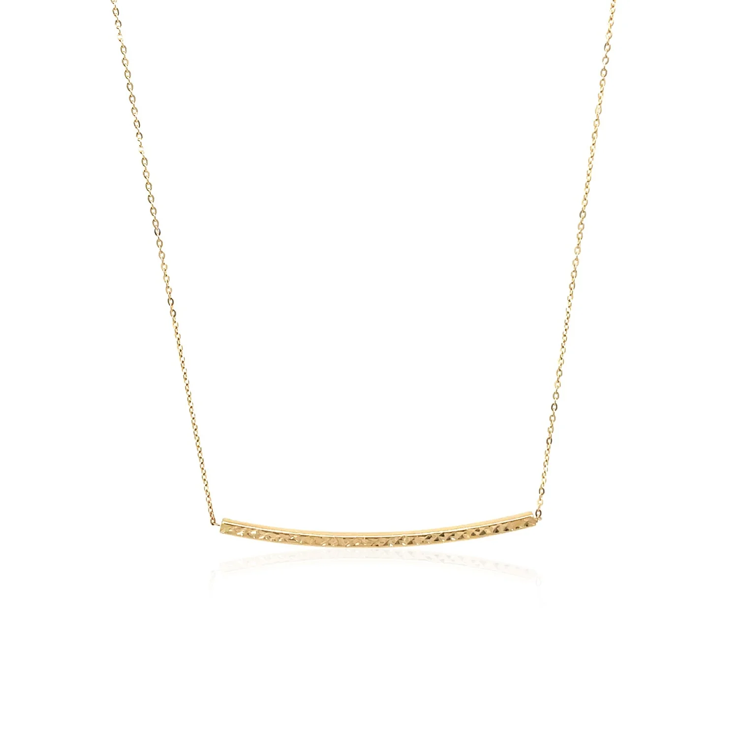 14k Yellow Gold Thin Textured Bar Necklace - Image 14