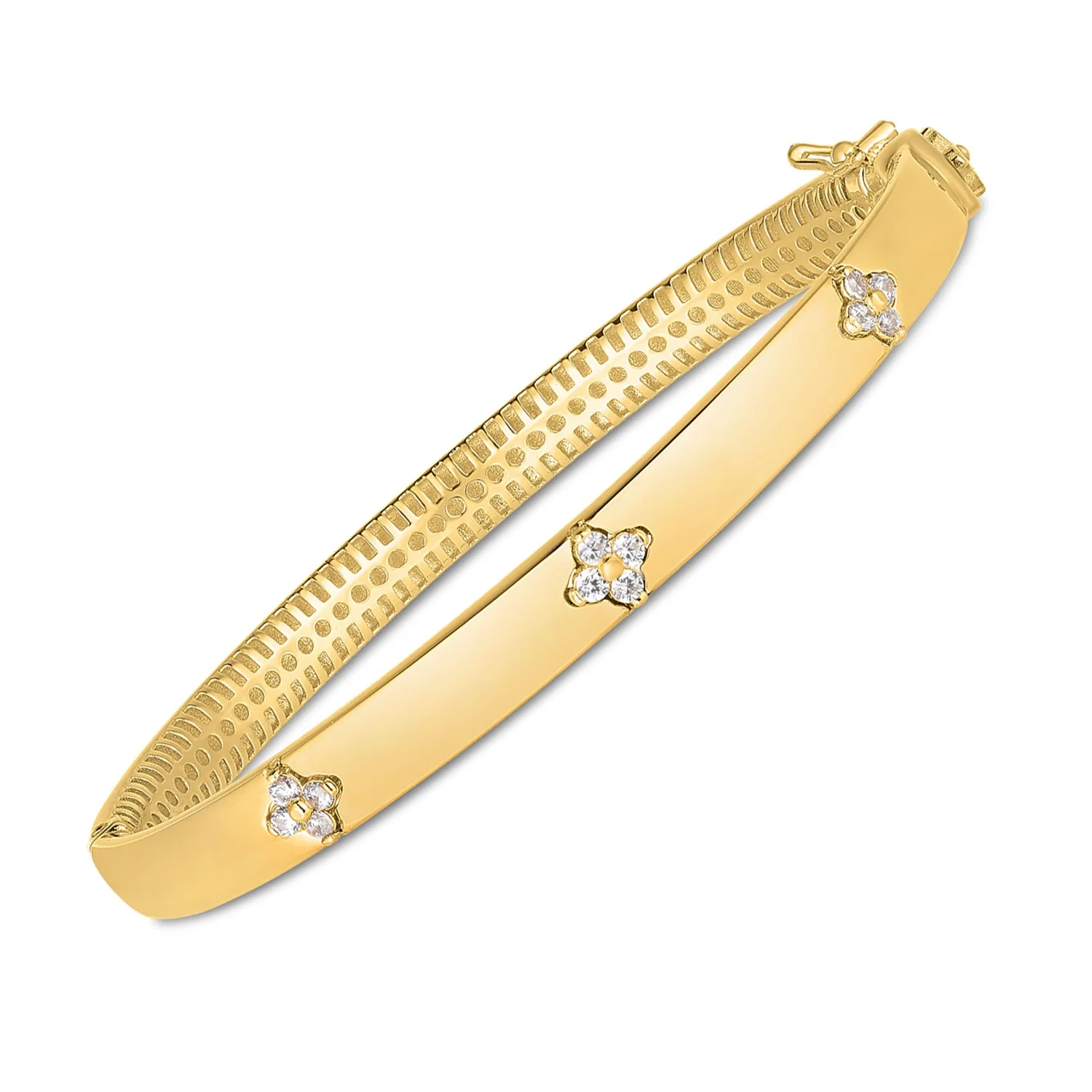 14k Yellow Gold Trilogy Diamond Bangle - Image 2