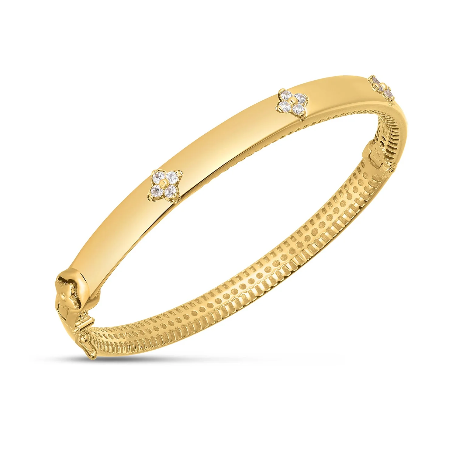 14k Yellow Gold Trilogy Diamond Bangle - Image 7