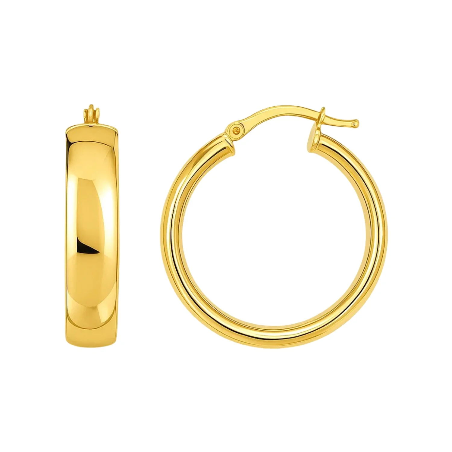 14k Yellow Gold Wedding Band Hoops (25mm)