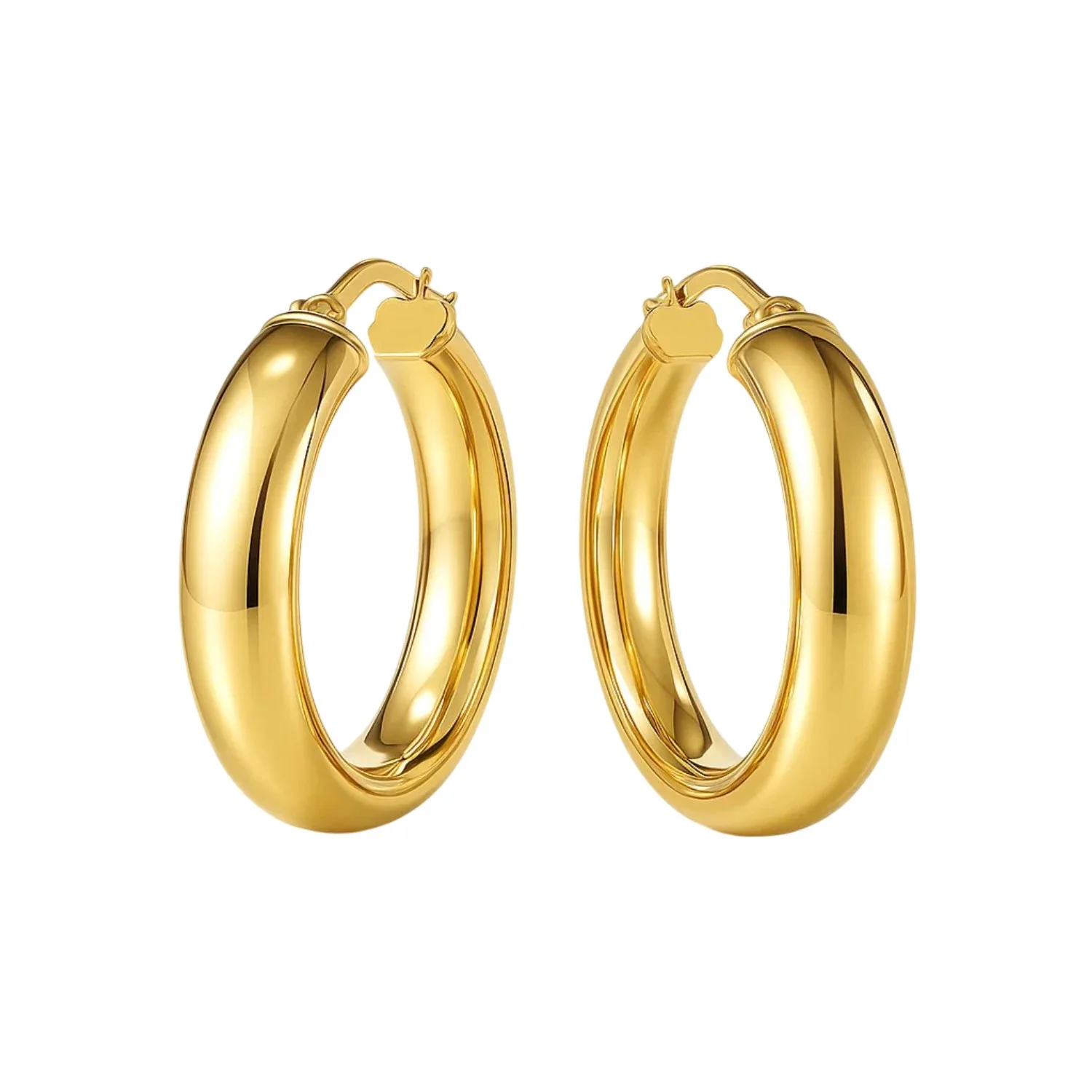 14k Yellow Gold Wedding Band Hoops (25mm) - Image 2
