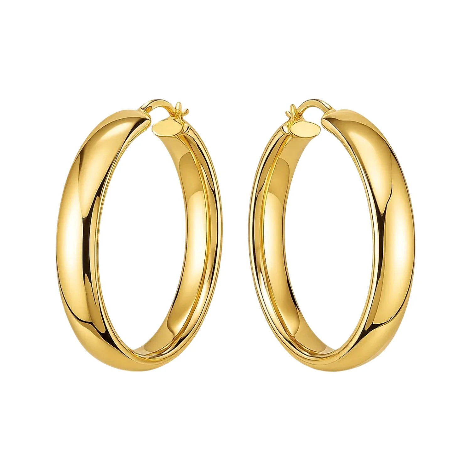 14k Yellow Gold Wedding Band Hoops (35mm) - Image 2