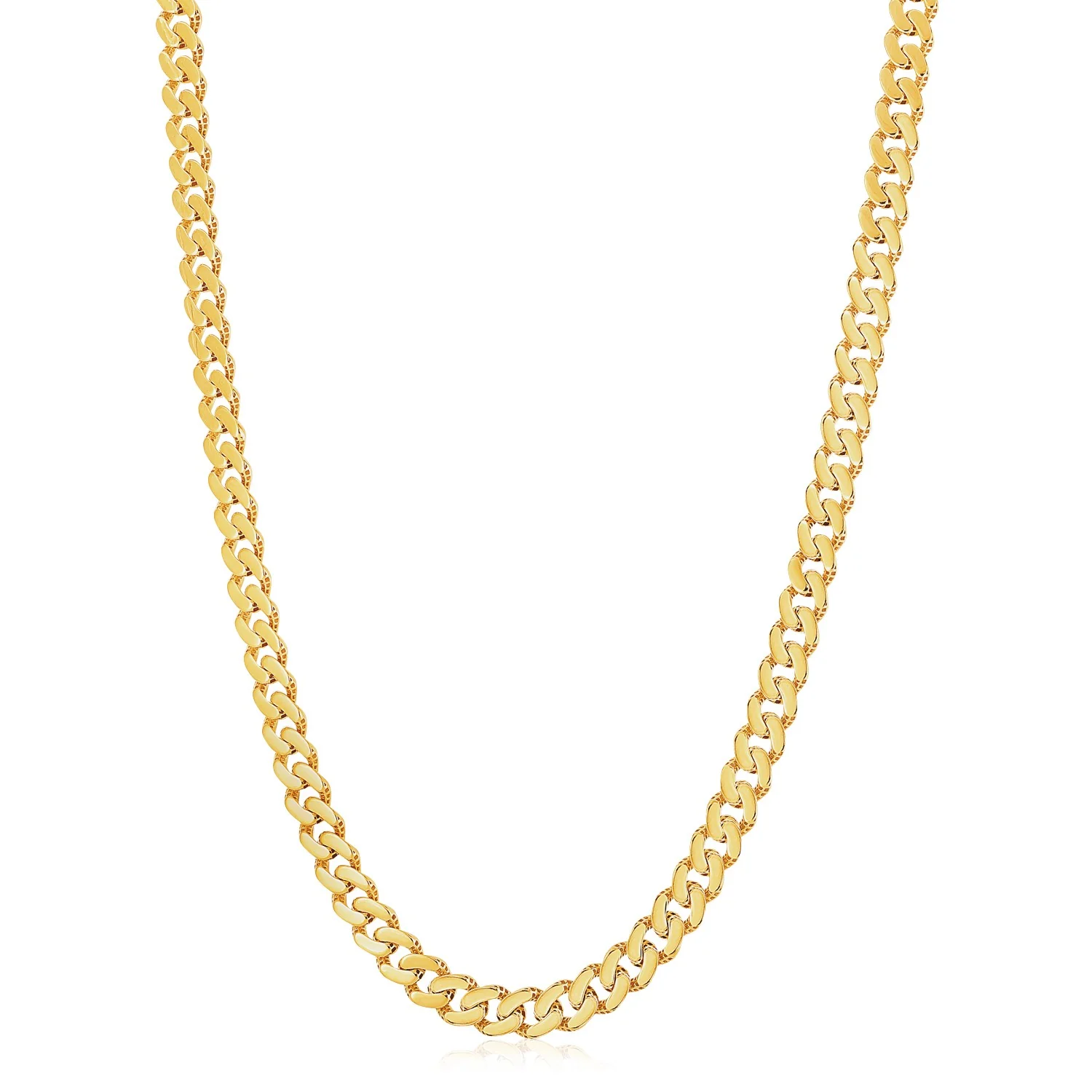14k Yellow Gold White Pave High Polish Modern Lite Miami Cuban Chain (8.0mm) - Image 3