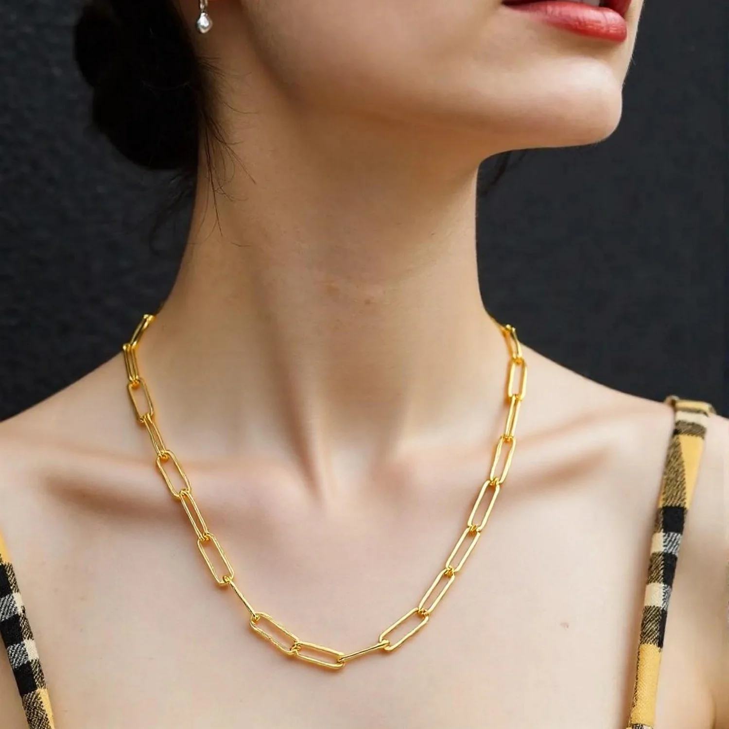 14K Yellow Gold Wide Paperclip Chain (3.3mm) - Image 10