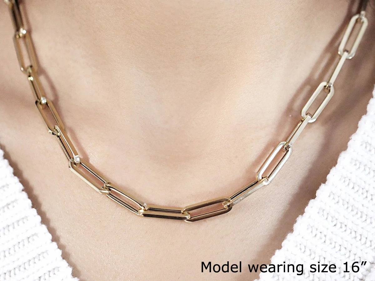 14K Yellow Gold Wide Paperclip Chain (6.1mm) - Image 13