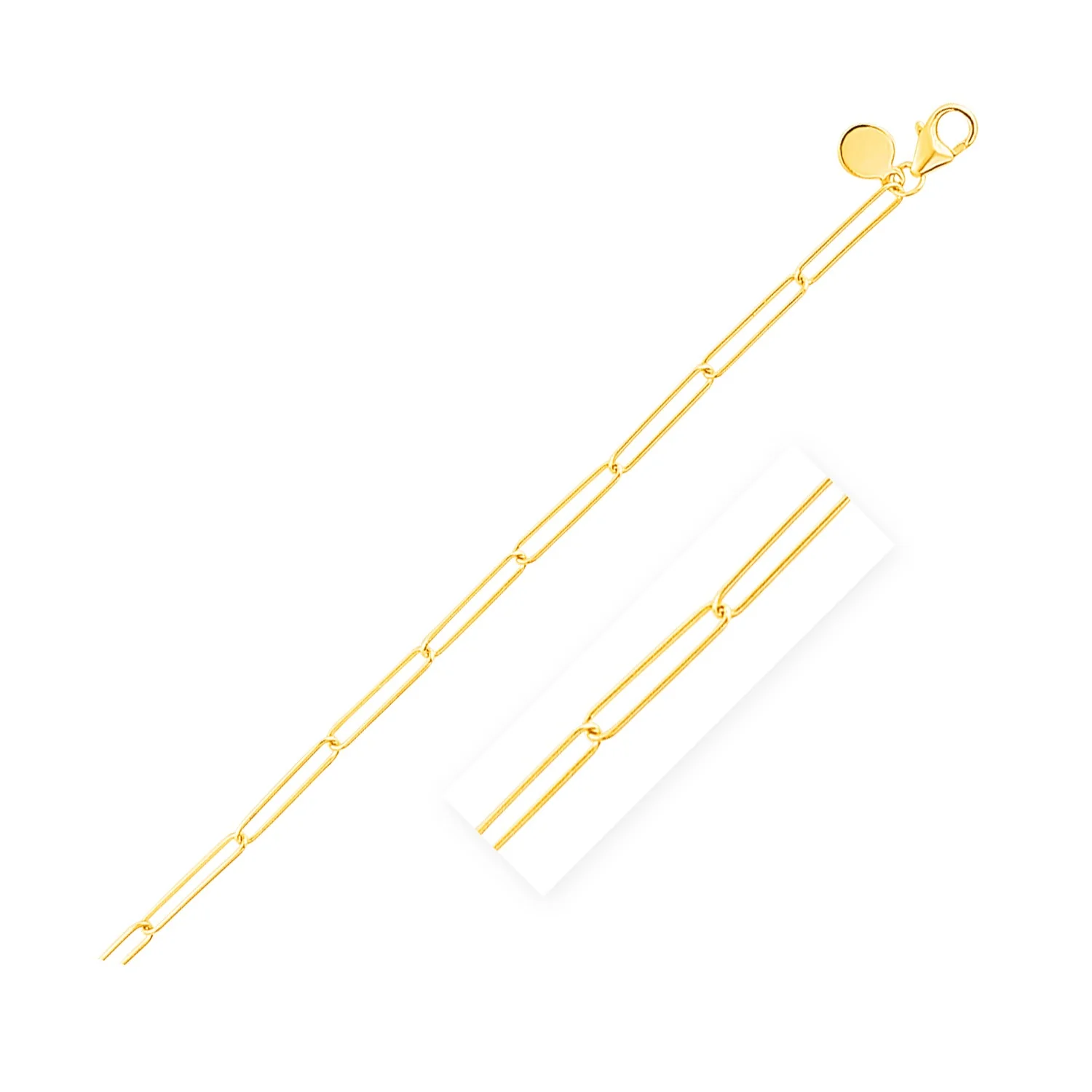 14k Yellow Gold Wire Paperclip Chain (2.7mm) - Image 7