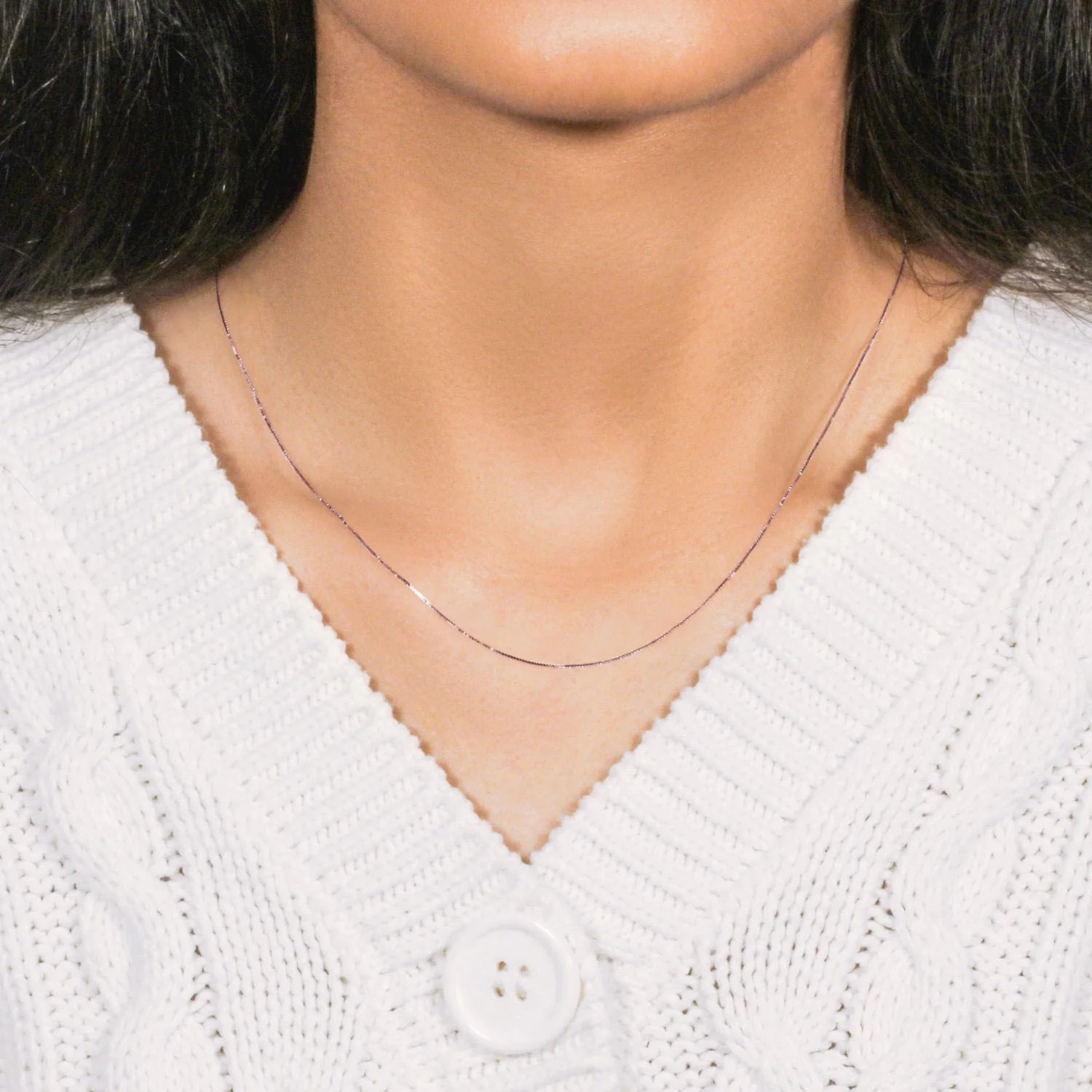 18k Rose Gold Classic Box Chain 0.6mm - Image 10