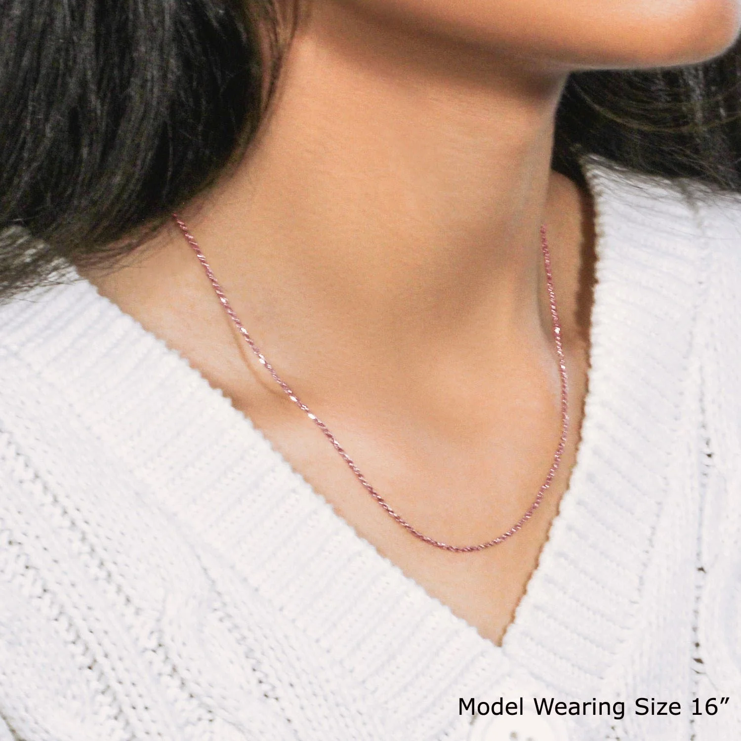 18k Rose Gold Diamond Cut Cable Link Chain 1.1mm - Image 10