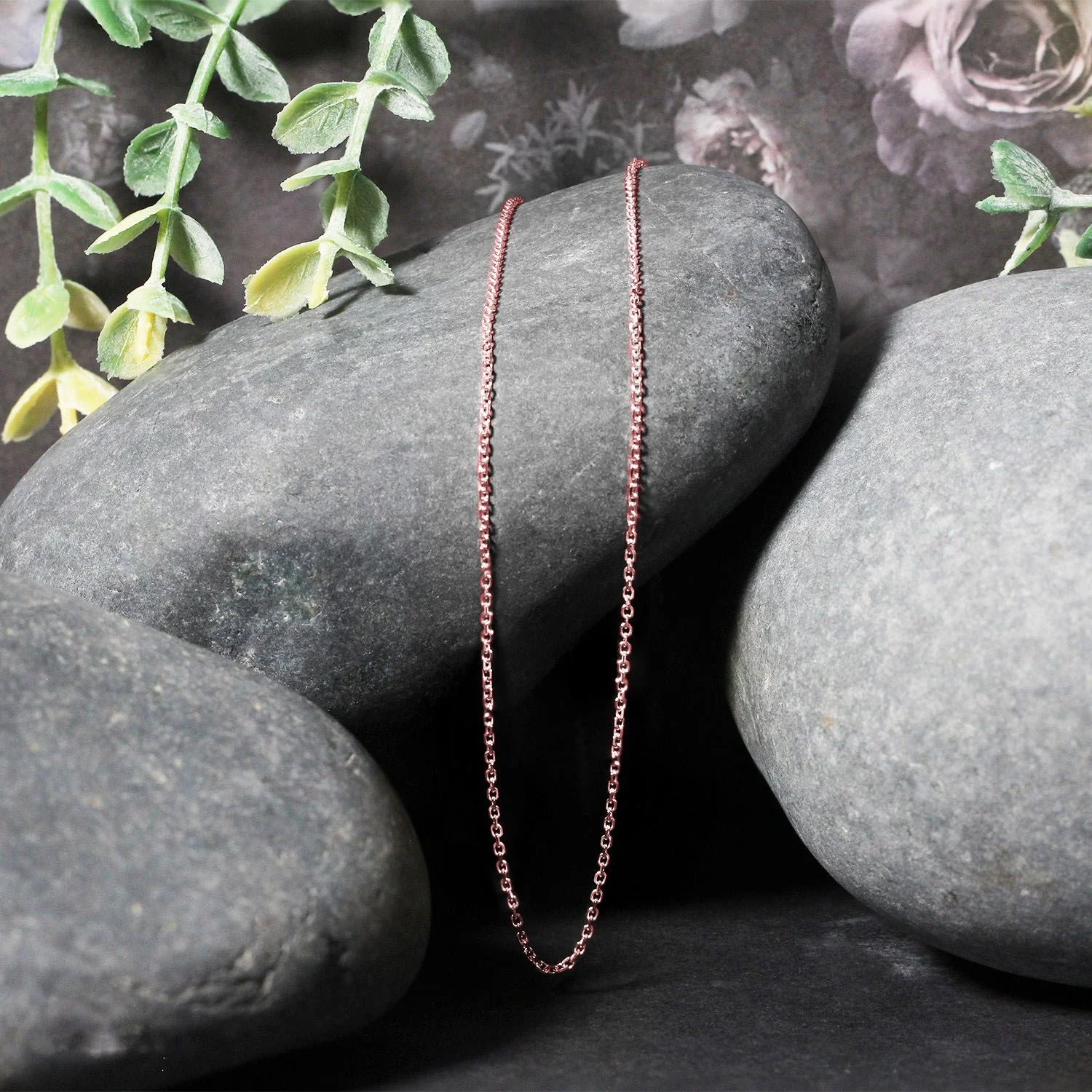 18k Rose Gold Diamond Cut Cable Link Chain 1.1mm - Image 4