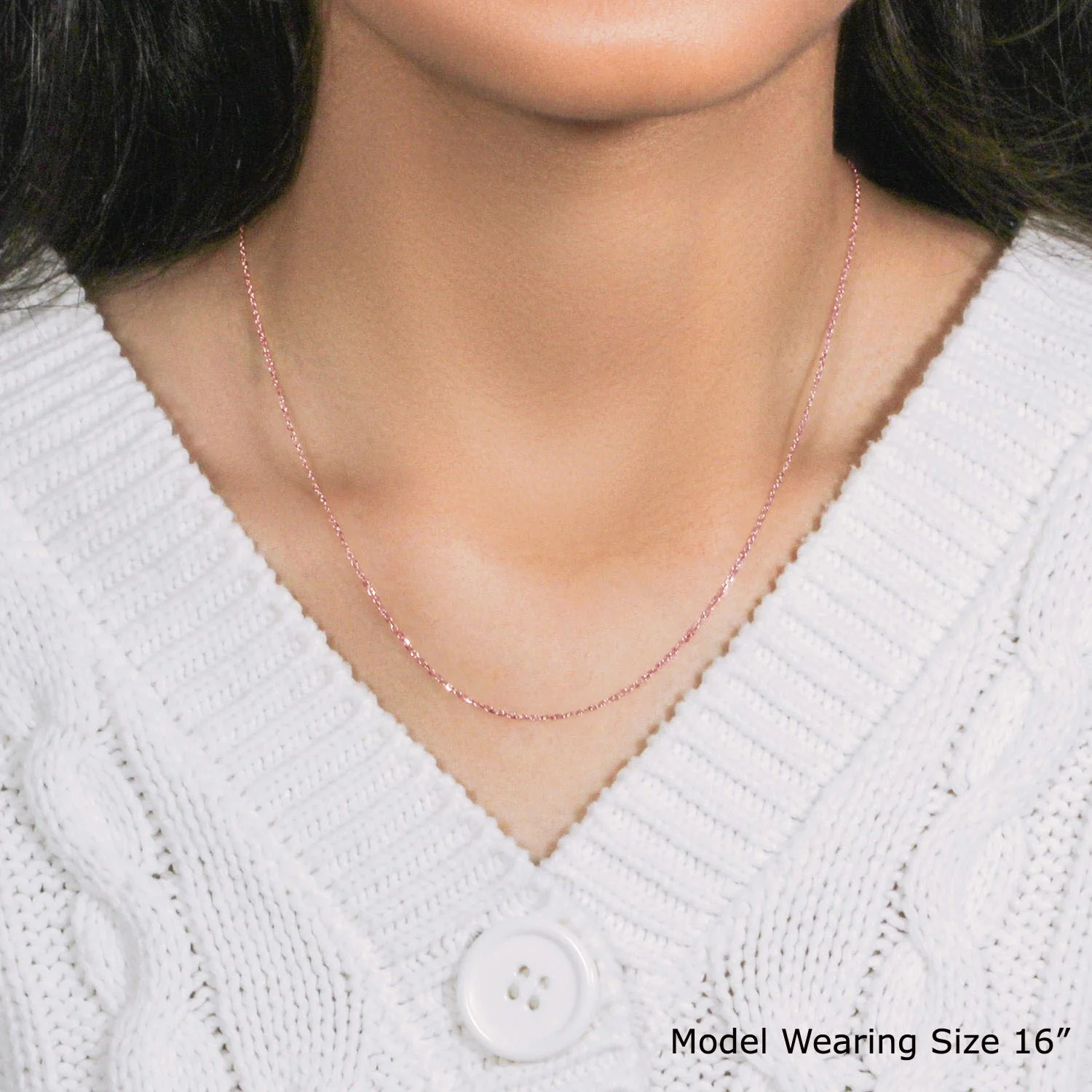 18k Rose Gold Diamond Cut Cable Link Chain 1.1mm - Image 9