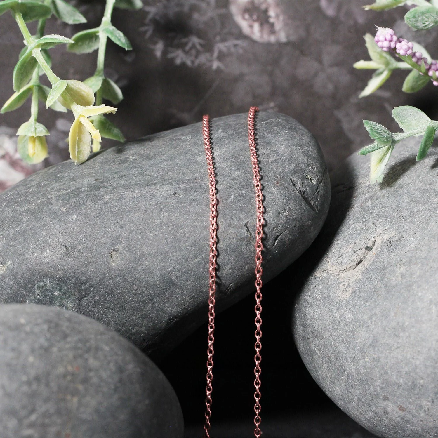 18k Rose Gold Round Oval Link Chain 1.5mm - Image 4