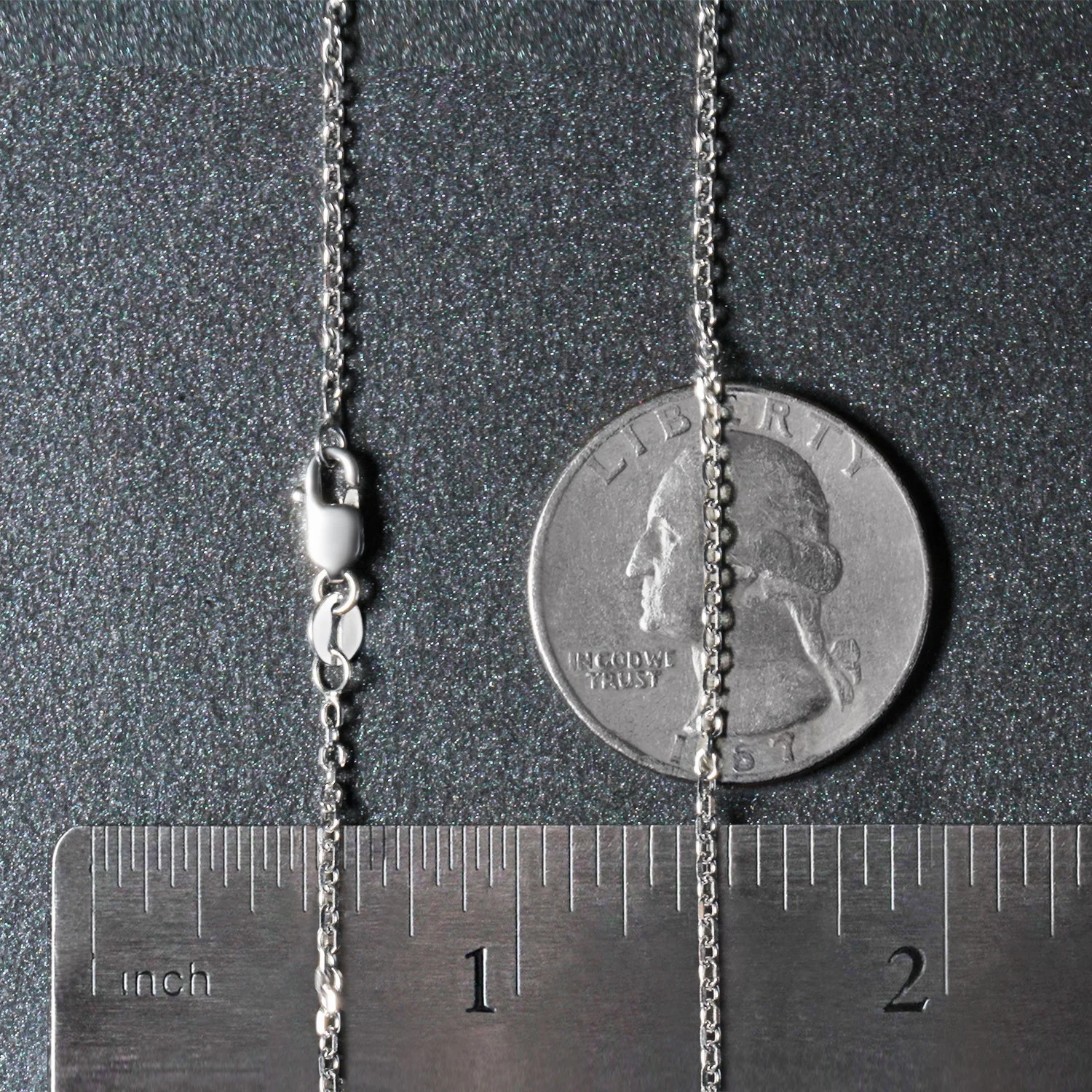 18k White Gold Diamond Cut Cable Link Chain 1.5mm - Image 7