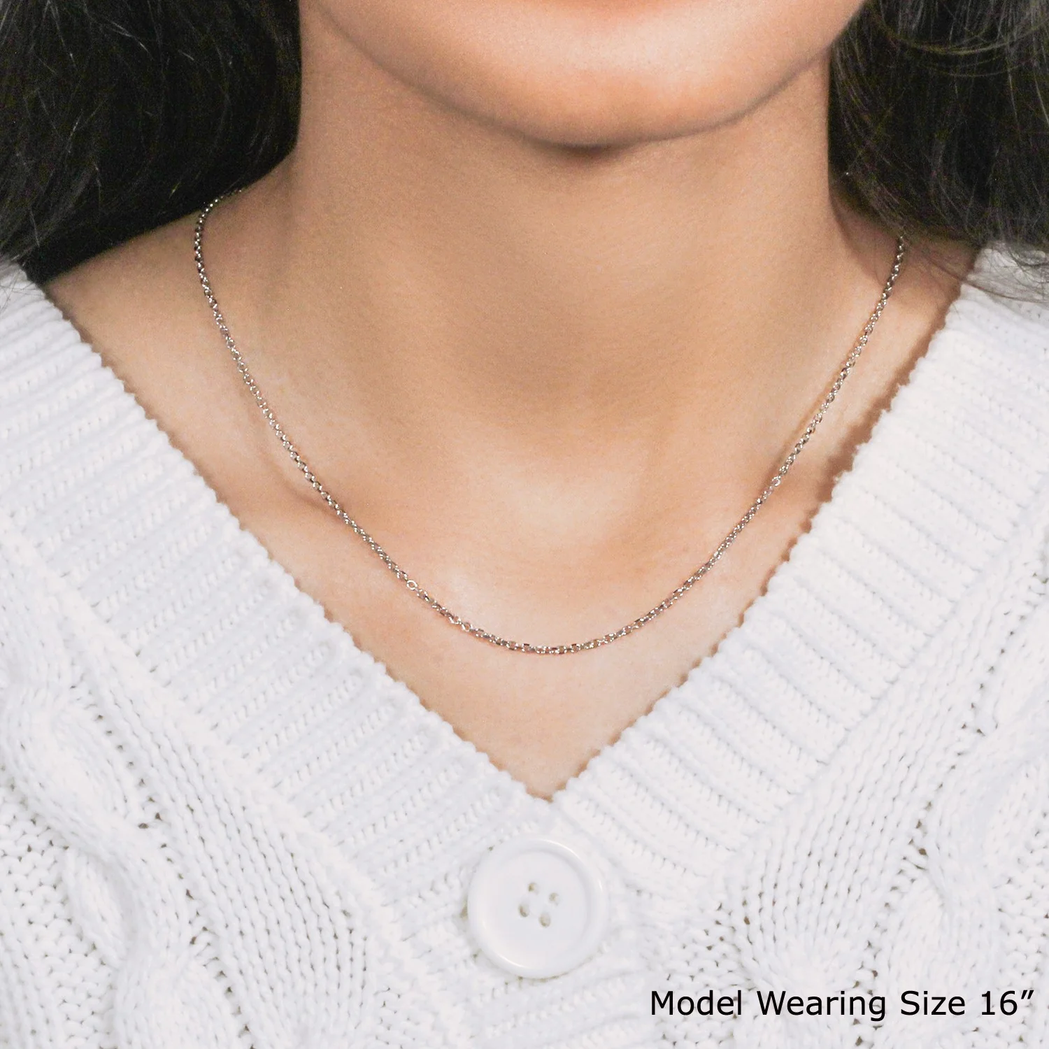 18k White Gold Diamond Cut Cable Link Chain 1.5mm - Image 9