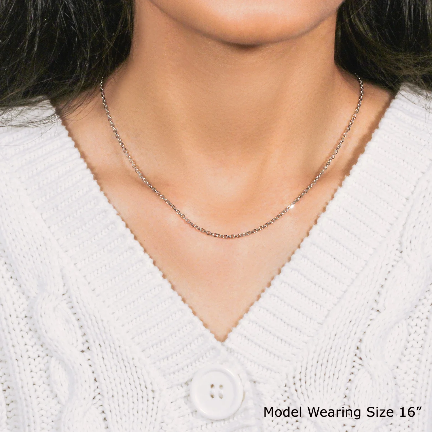 18k White Gold Diamond Cut Cable Link Chain (1.90 mm) - Image 9