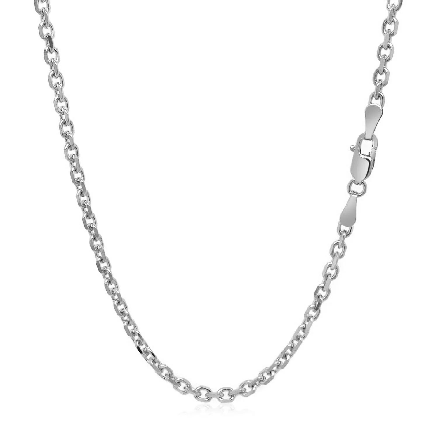 18k White Gold Diamond Cut Cable Link Chain (2.60 mm) - Image 3