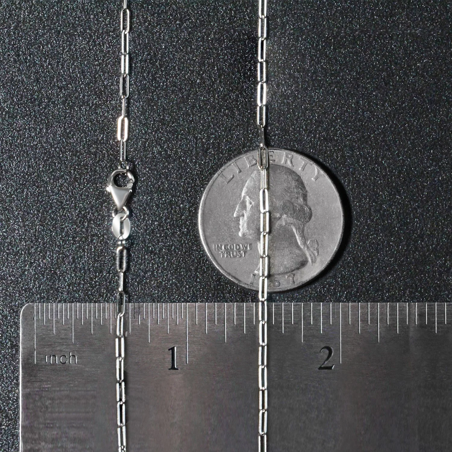 18K White Gold Fine Paperclip Chain (1.5mm) - Image 7