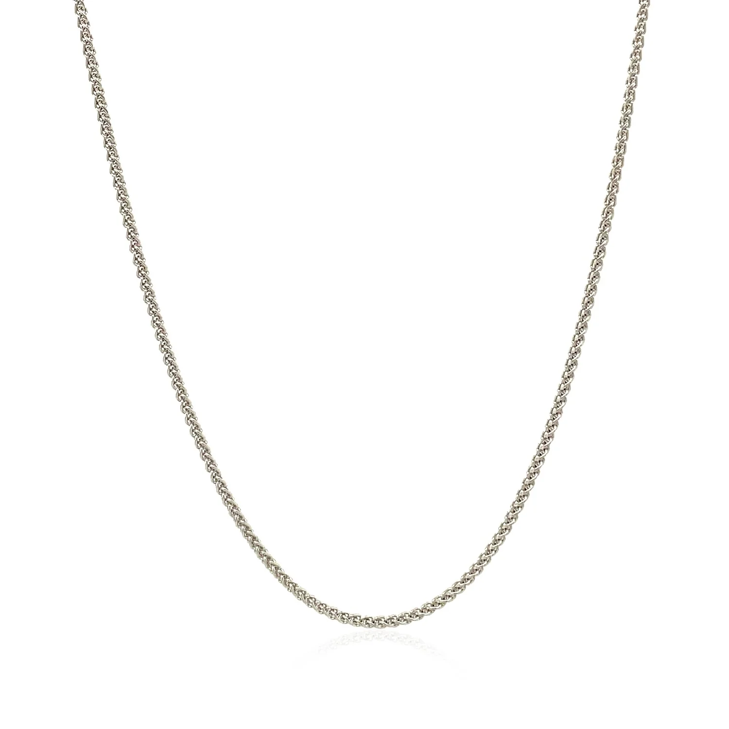 18k White Gold Round Wheat Chain 1.4mm - Image 2