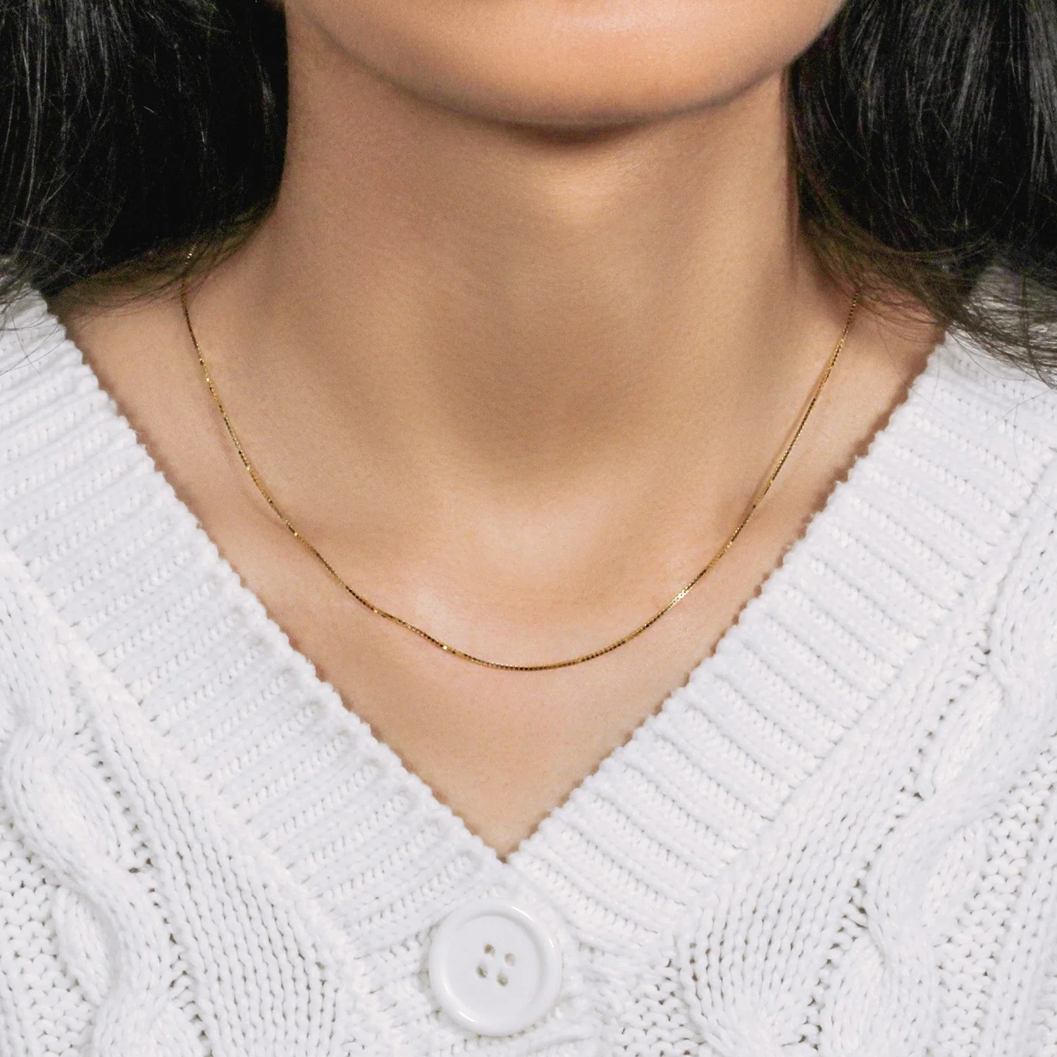 18k Yellow Gold Box Chain 0.8mm - Image 9