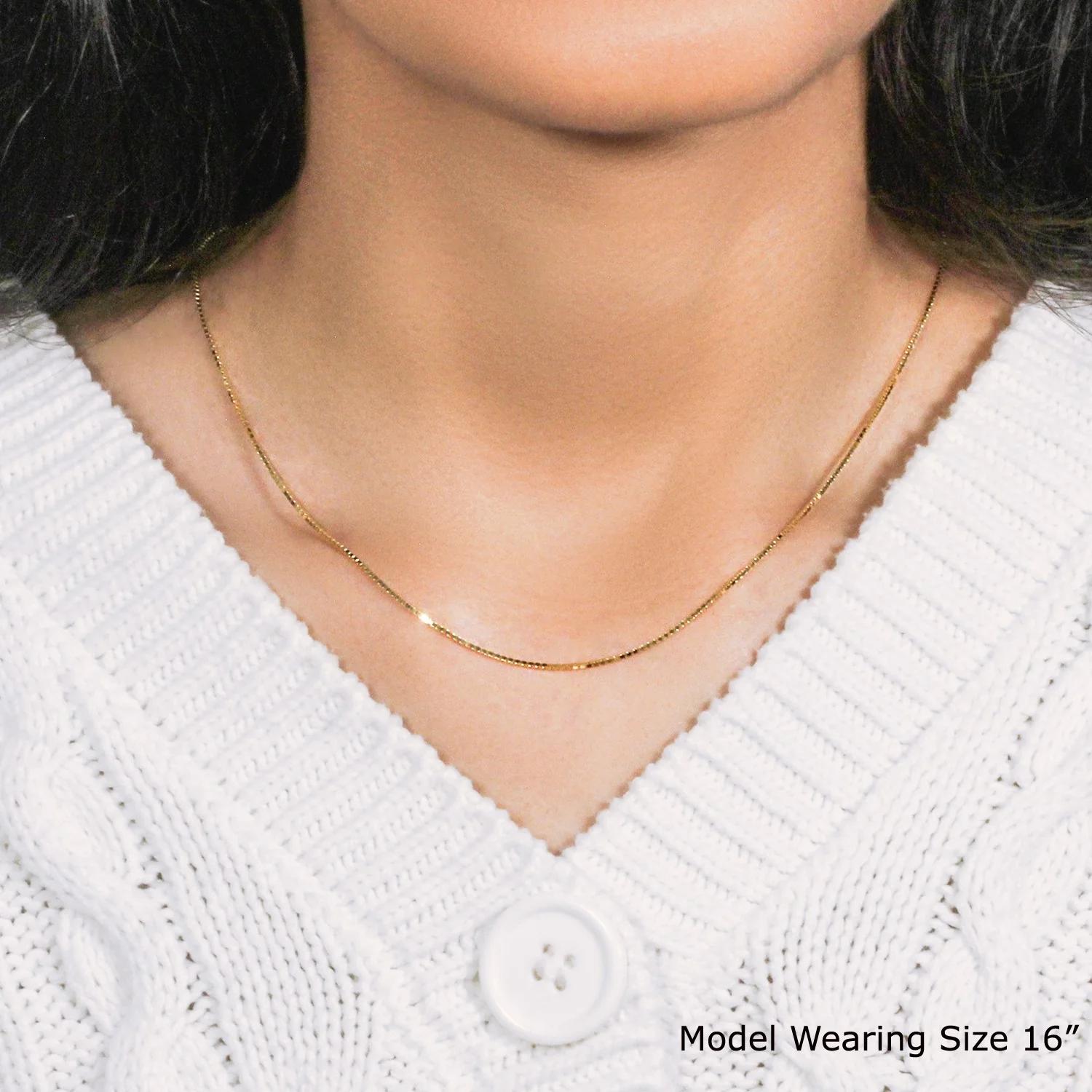 18k Yellow Gold Classic Box Chain (0.85 mm) - Image 9