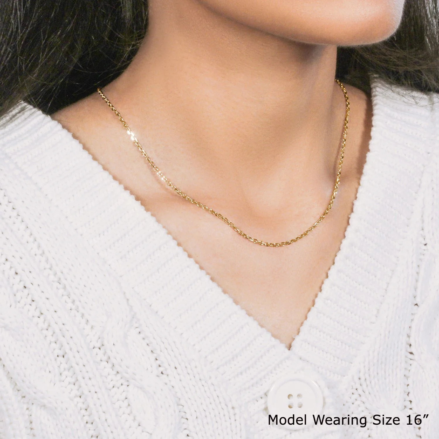 18k Yellow Gold Diamond Cut Cable Link Chain 1.9mm - Image 10