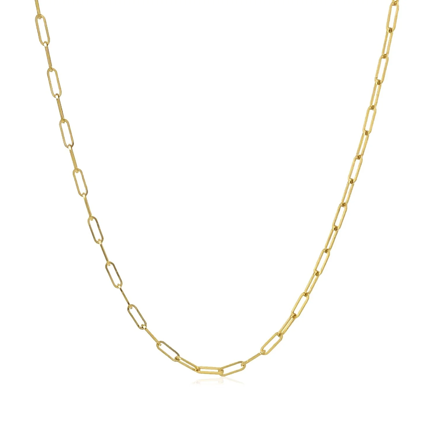 18K Yellow Gold Fine Paperclip Chain (1.5mm) - Image 2