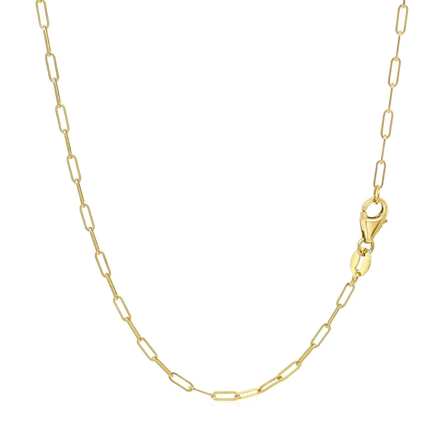 18K Yellow Gold Fine Paperclip Chain (1.5mm) - Image 3