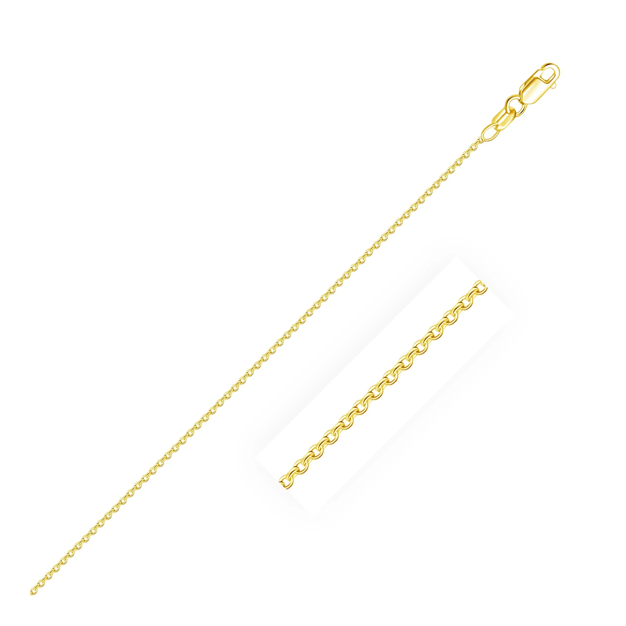 18k Yellow Gold Round Cable Link Chain 0.97mm