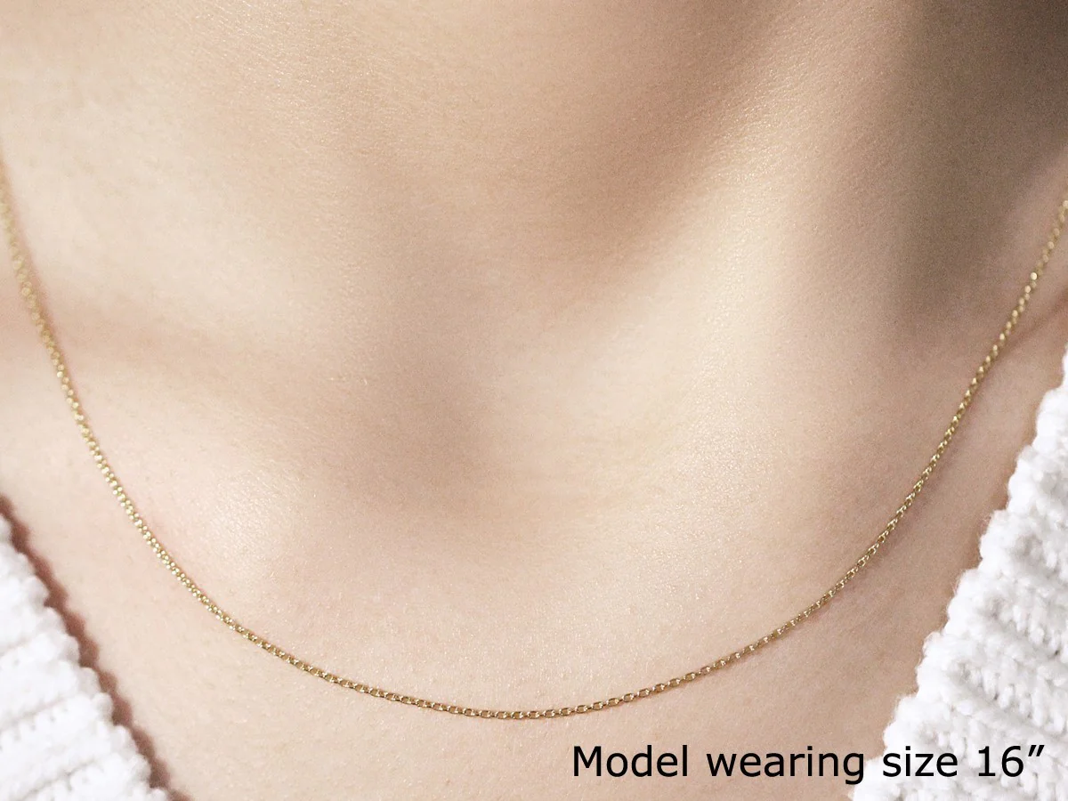 18k Yellow Gold Round Cable Link Chain 0.97mm - Image 9