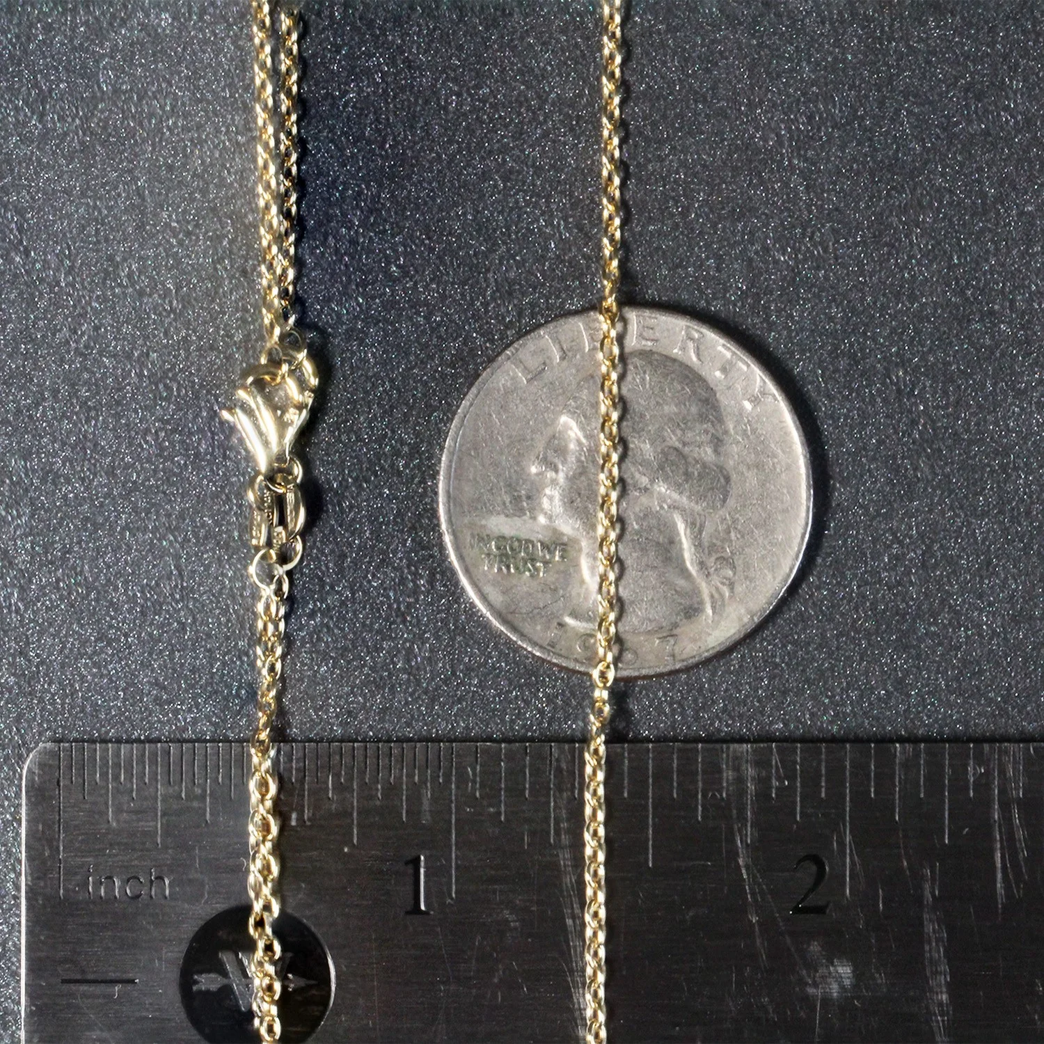18k Yellow Gold Round Cable Link Chain 1.5mm - Image 7